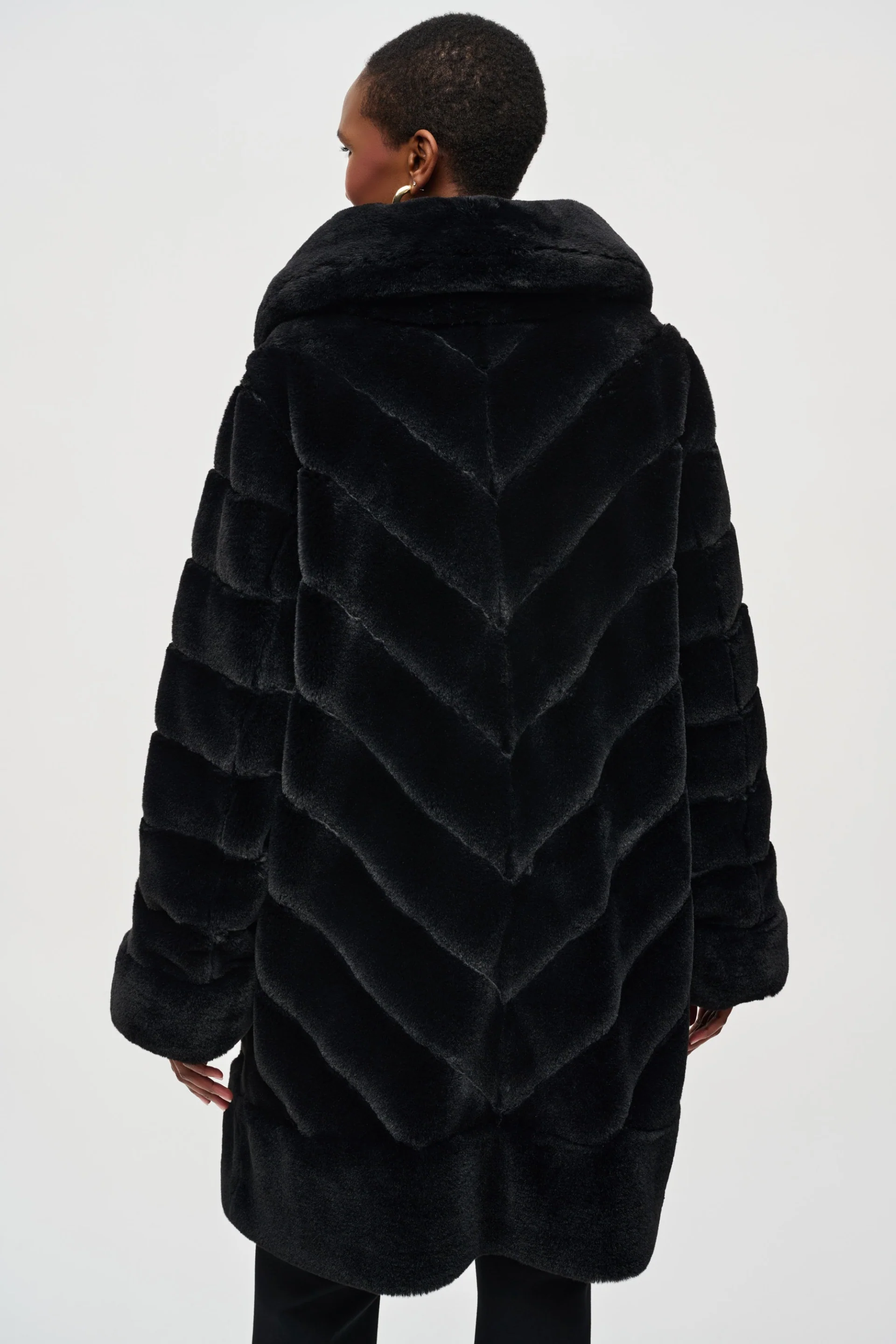 Joseph Ribkoff Black Reversible Faux Fur Coat Style 243904 - Image 3