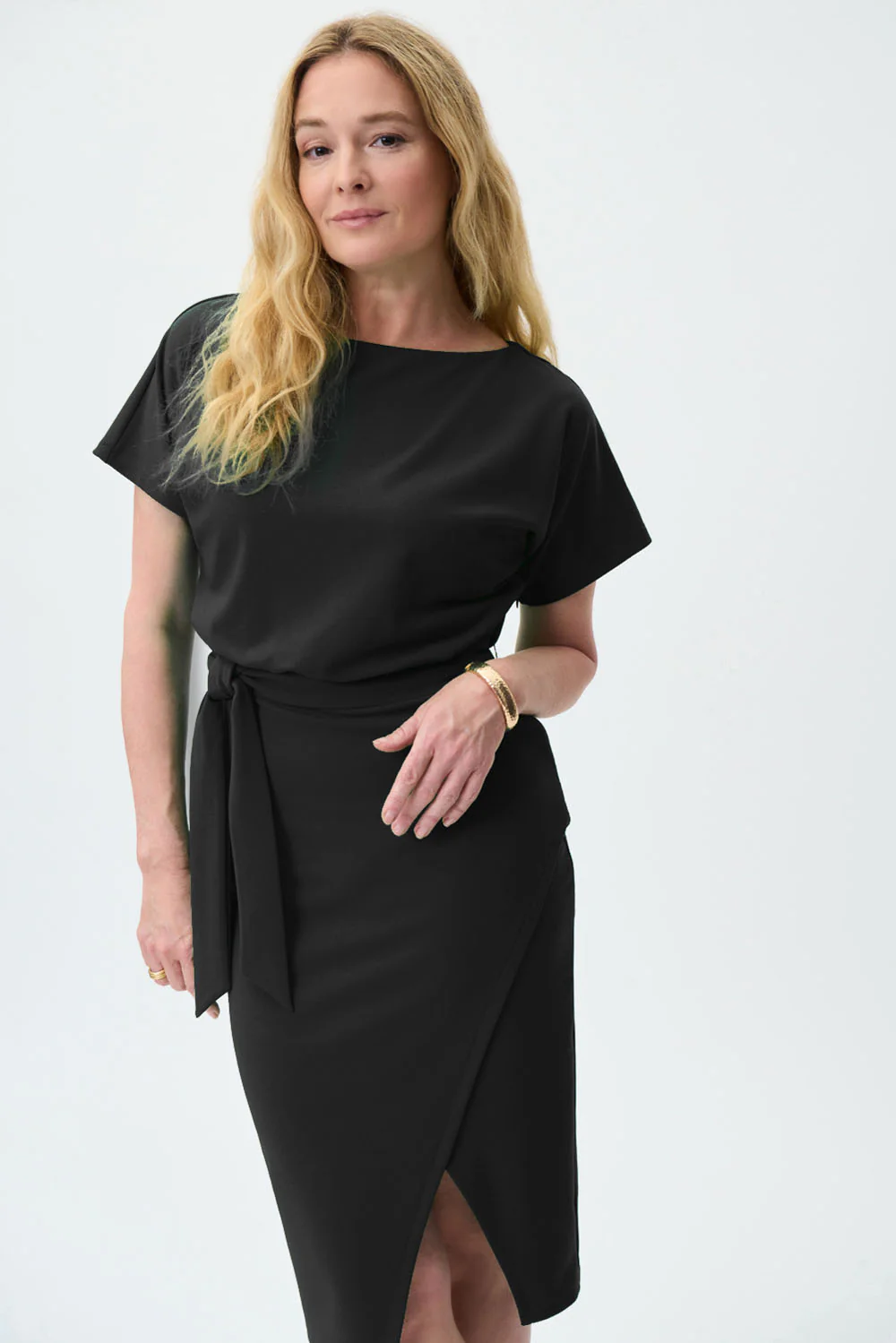 Joseph Ribkoff Black Scuba Crepe Sheath Dress Style 231015 - Image 2