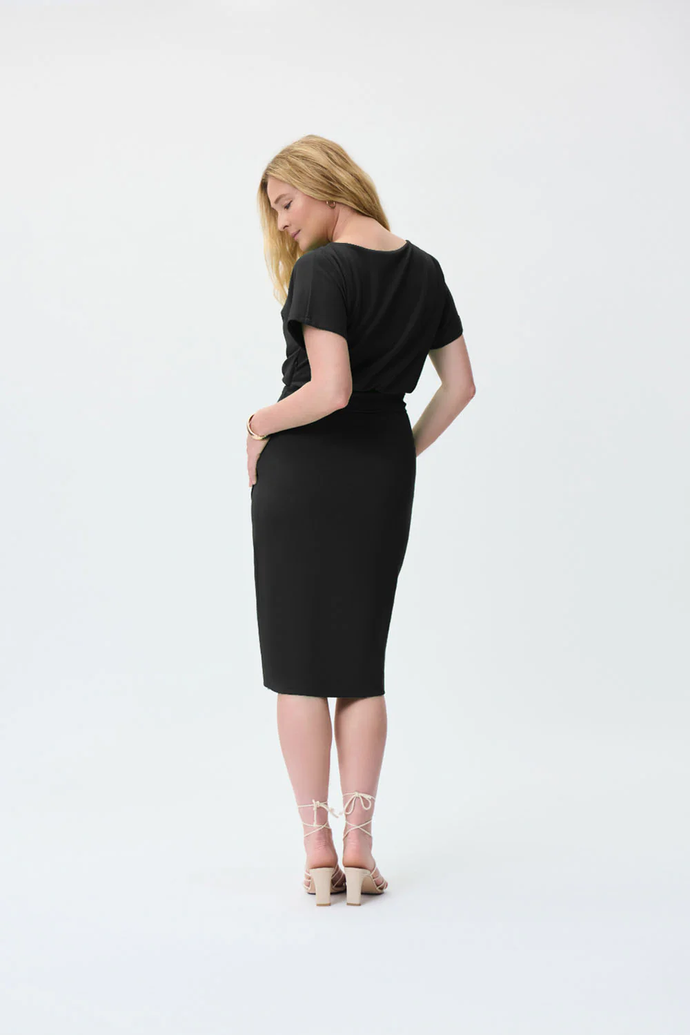 Joseph Ribkoff Black Scuba Crepe Sheath Dress Style 231015 - Image 3