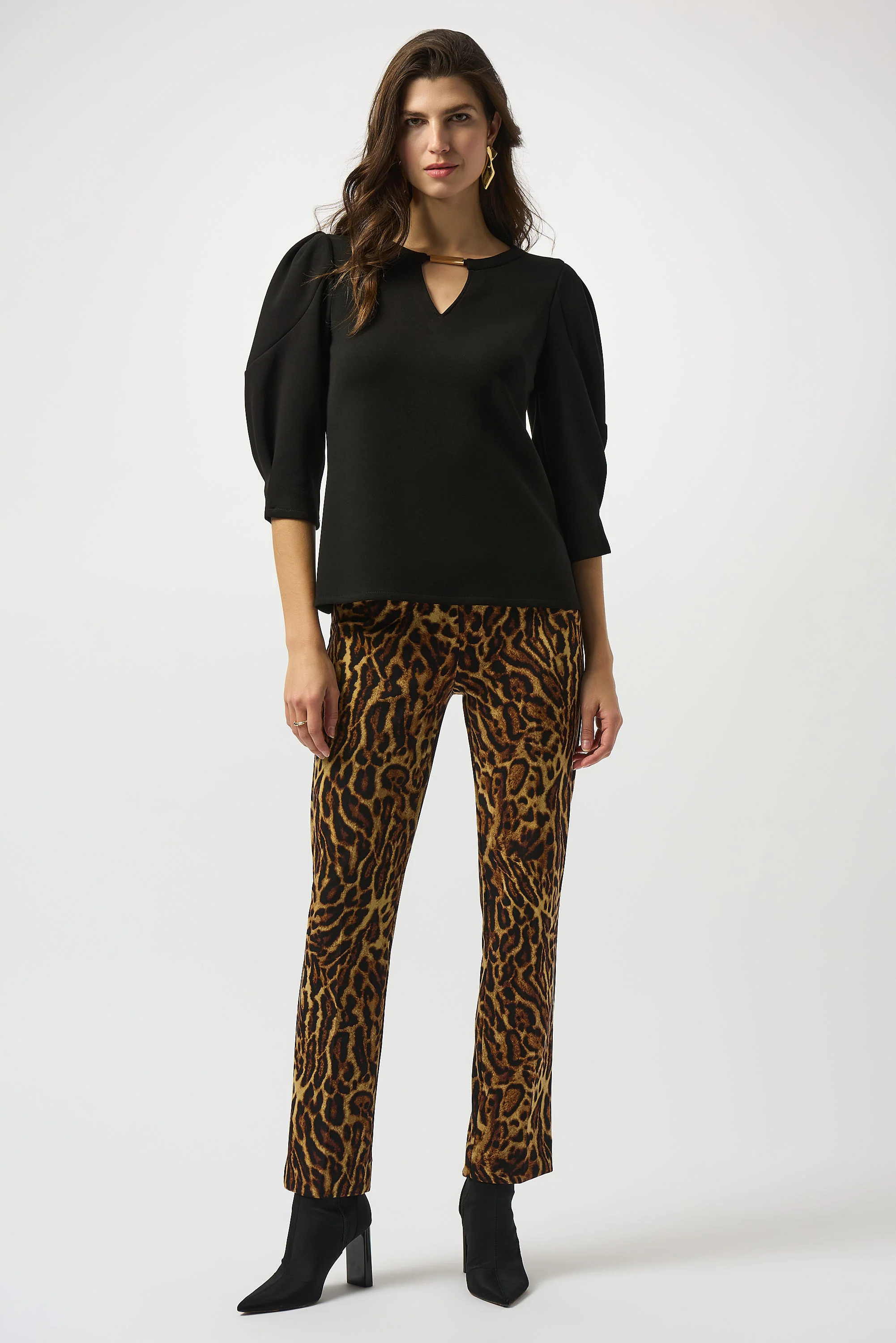 Joseph Ribkoff Black Scuba Jersey Fitted Top Style 253048 - Image 2