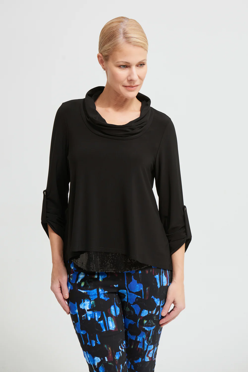 Joseph Ribkoff Black Sequin Trim Top Style 213049