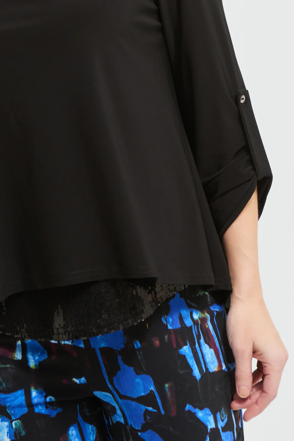 Joseph Ribkoff Black Sequin Trim Top Style 213049 - Image 2