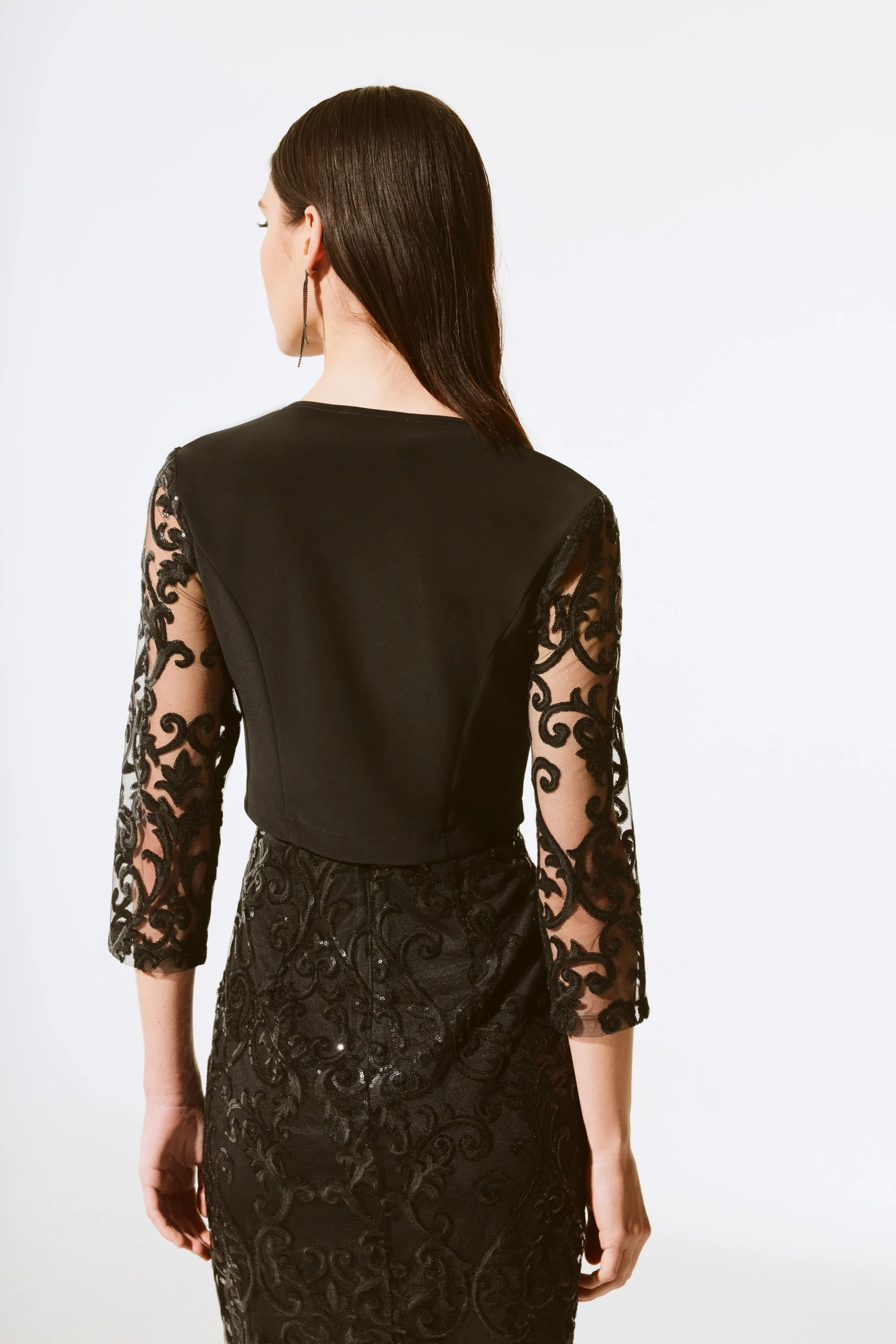 Joseph Ribkoff Black Sequins Lace Bolero Style 243737 - Image 3
