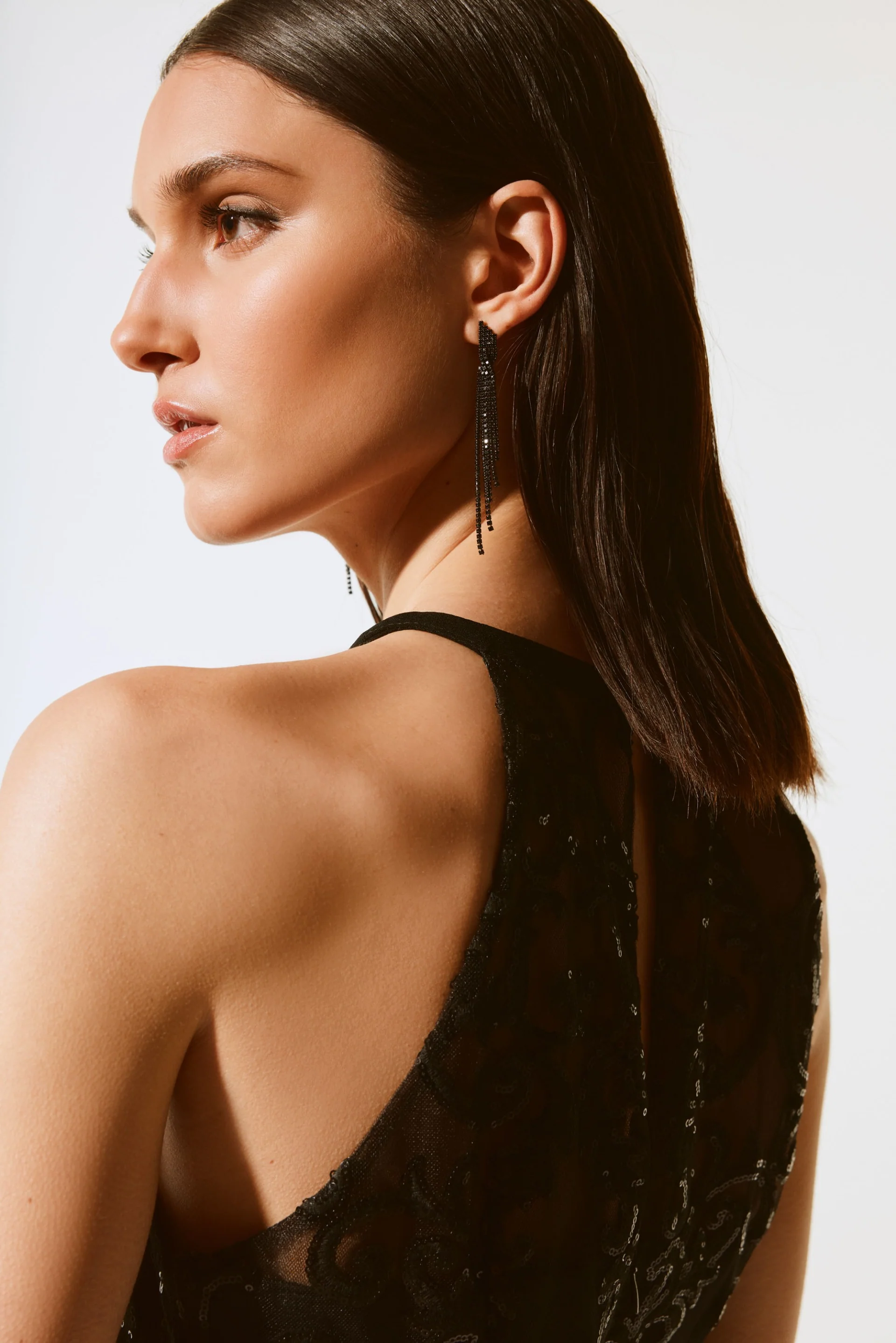 Joseph Ribkoff Black Sequins Lace Sleeveless Dress Style 243715 - Image 4
