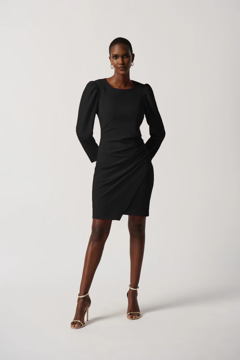Joseph Ribkoff Black Sheath Dress With Puff Sleeves Style 234025