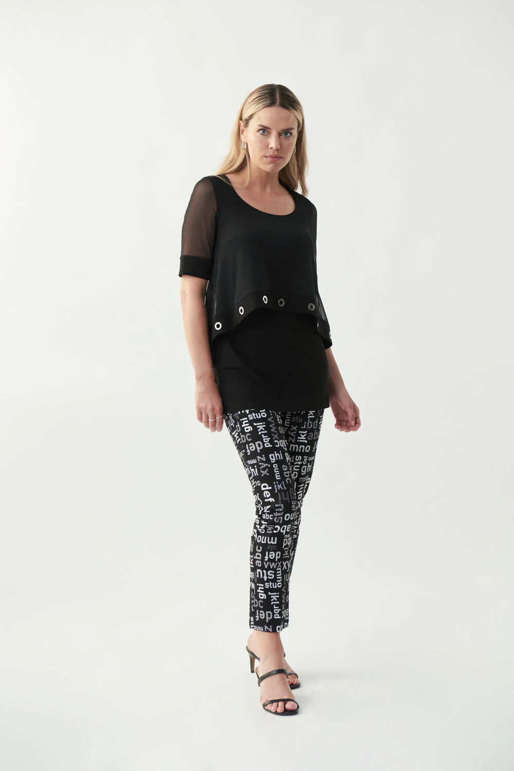 Joseph Ribkoff Black Sheer Overlay Top Style 221071 - Image 2