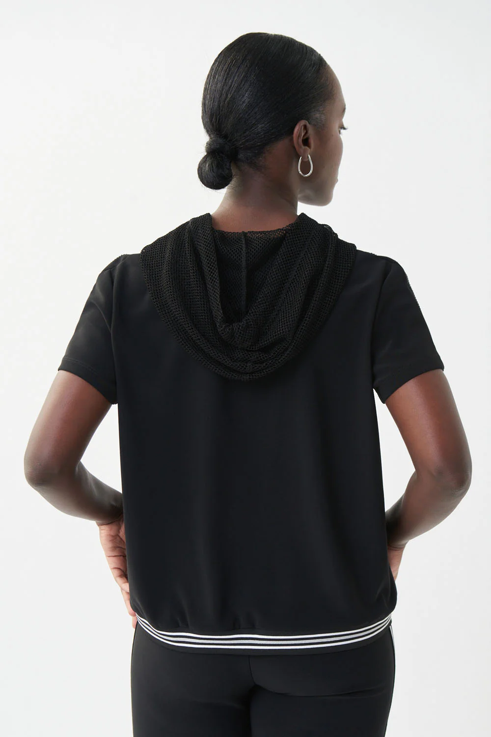 Joseph Ribkoff Black Short Sleeve Hoodie Style 222237 - Image 6
