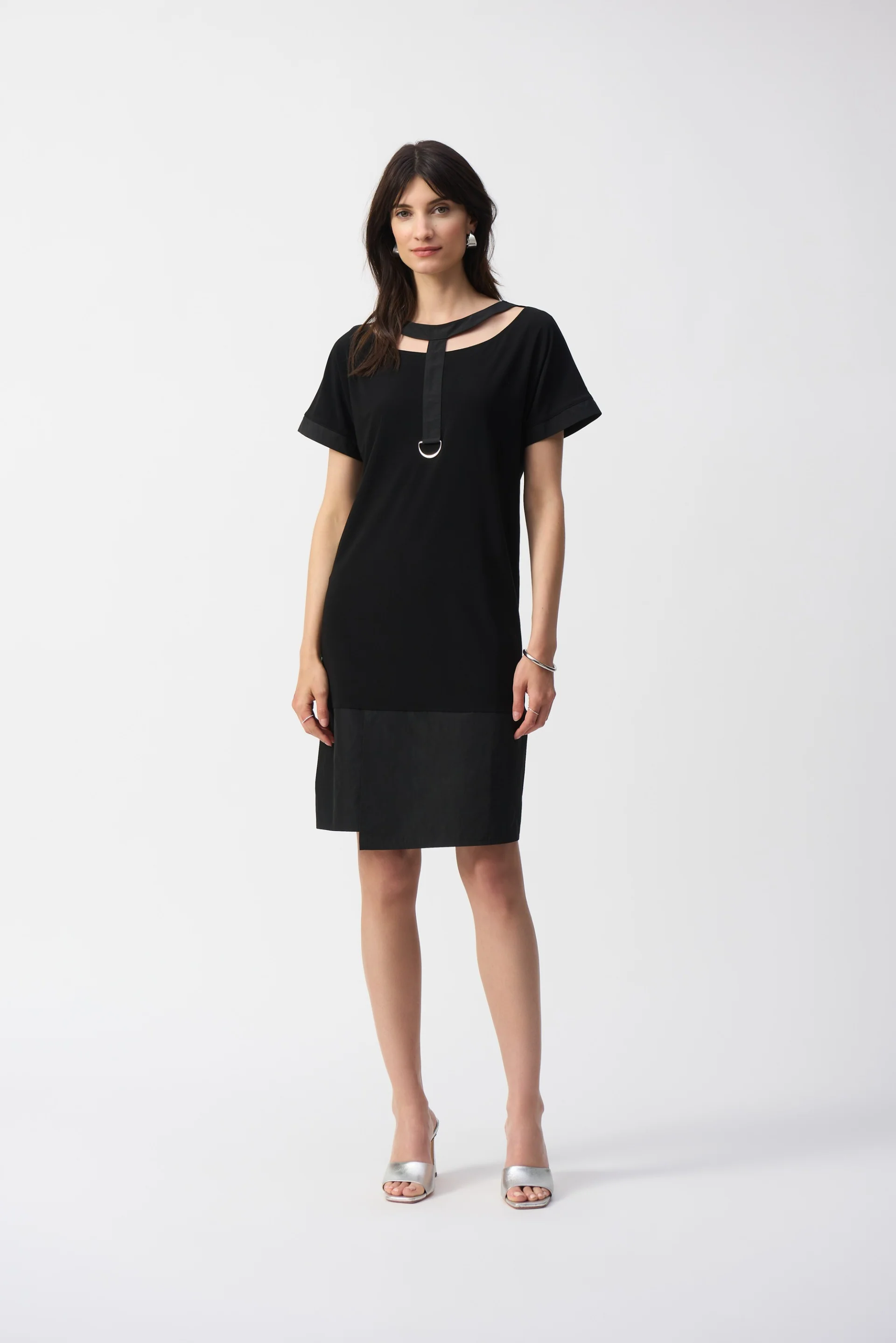 Joseph Ribkoff Black Silky Knit And Memory Cocoon Dress Style 251080 - Image 2