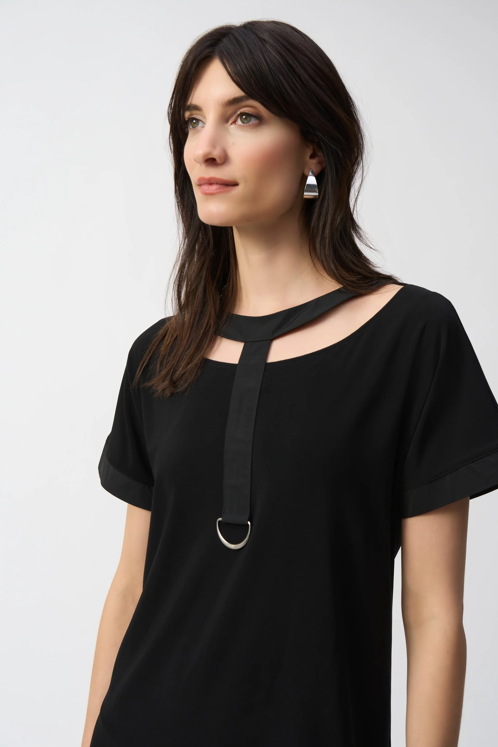 Joseph Ribkoff Black Silky Knit And Memory Cocoon Dress Style 251080 - Image 3