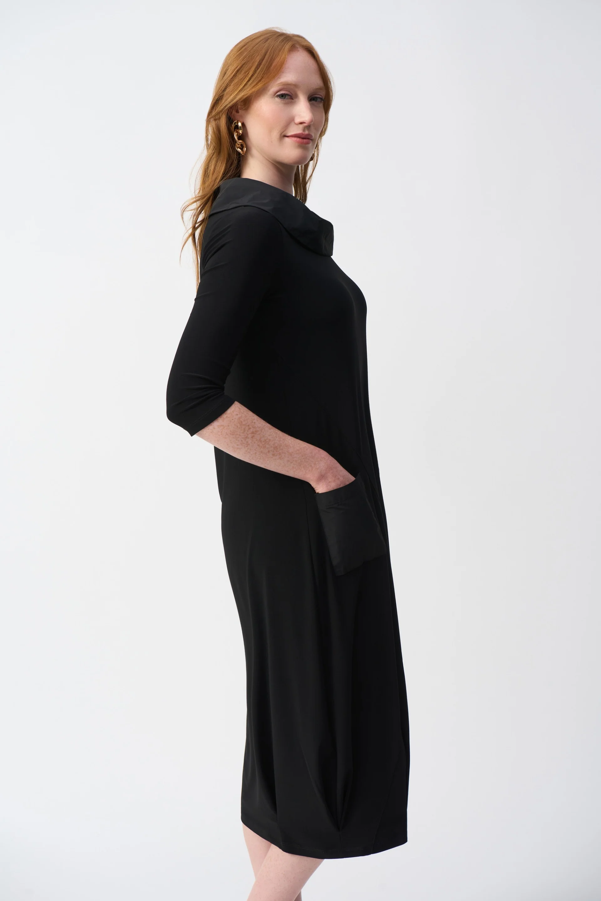 Joseph Ribkoff Black Silky Knit Cocoon Dress Style 251198 - Image 2