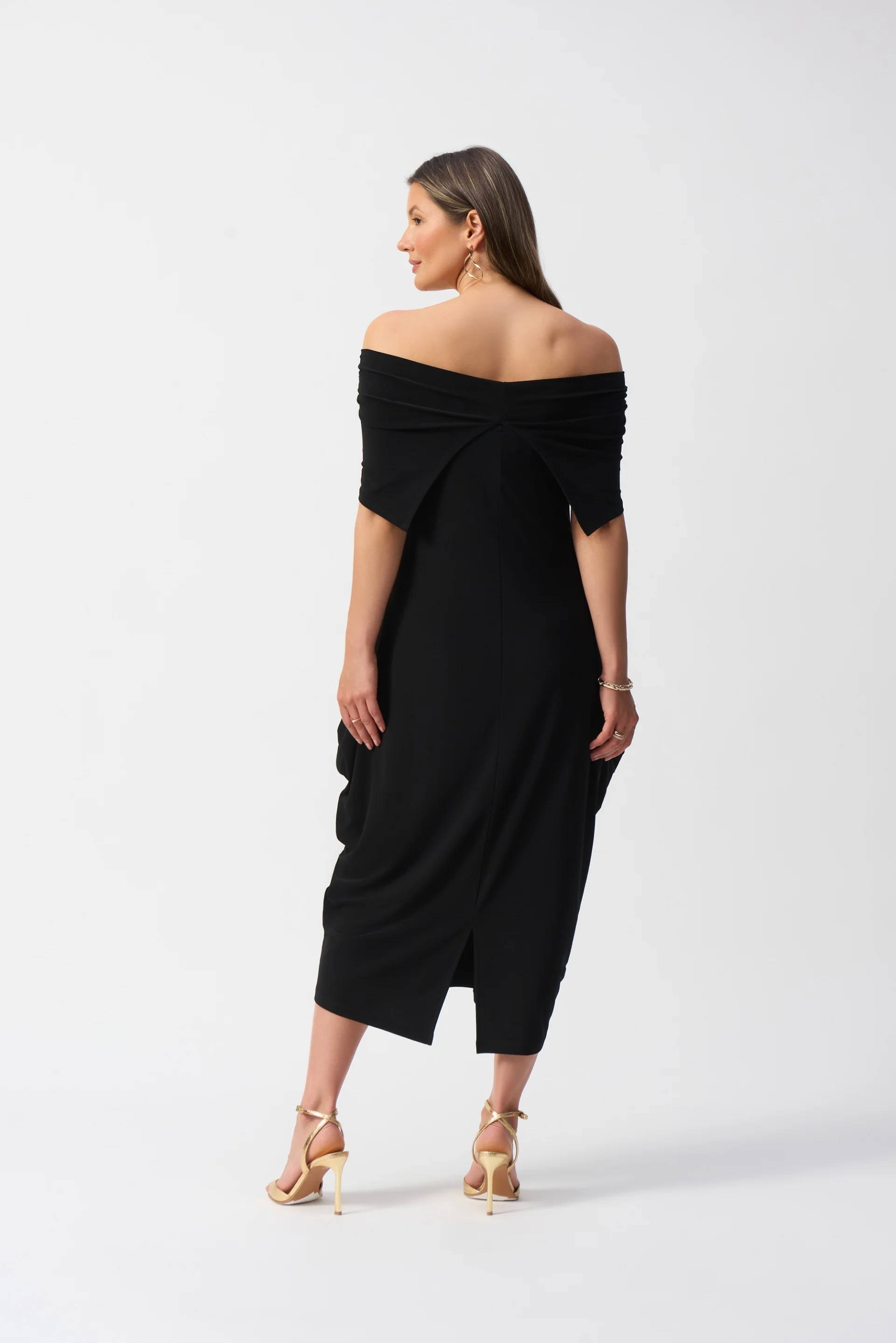 Joseph Ribkoff Black Silky Knit Cocoon Dress Style 251205 - Image 4