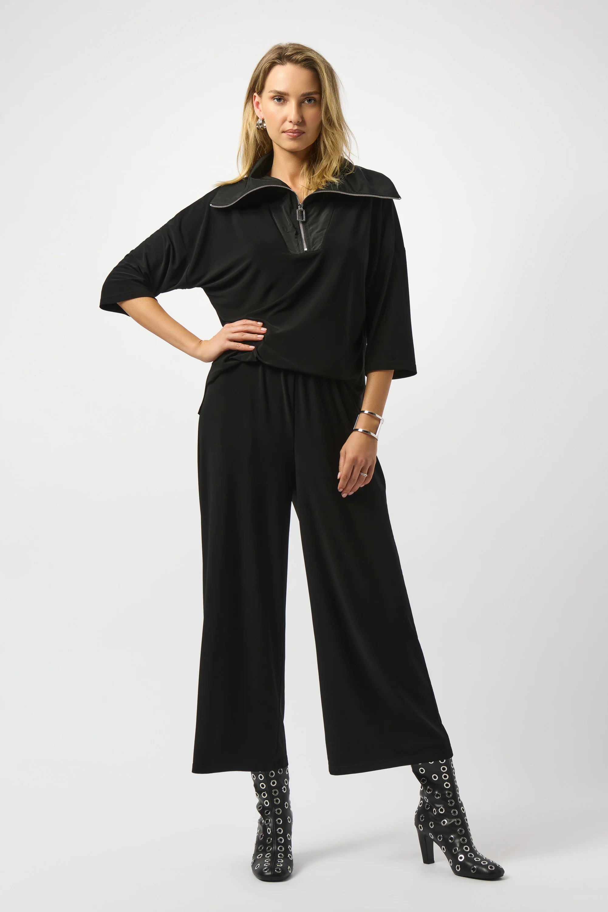 Joseph Ribkoff Black Silky Knit Jumpsuit Style 253081