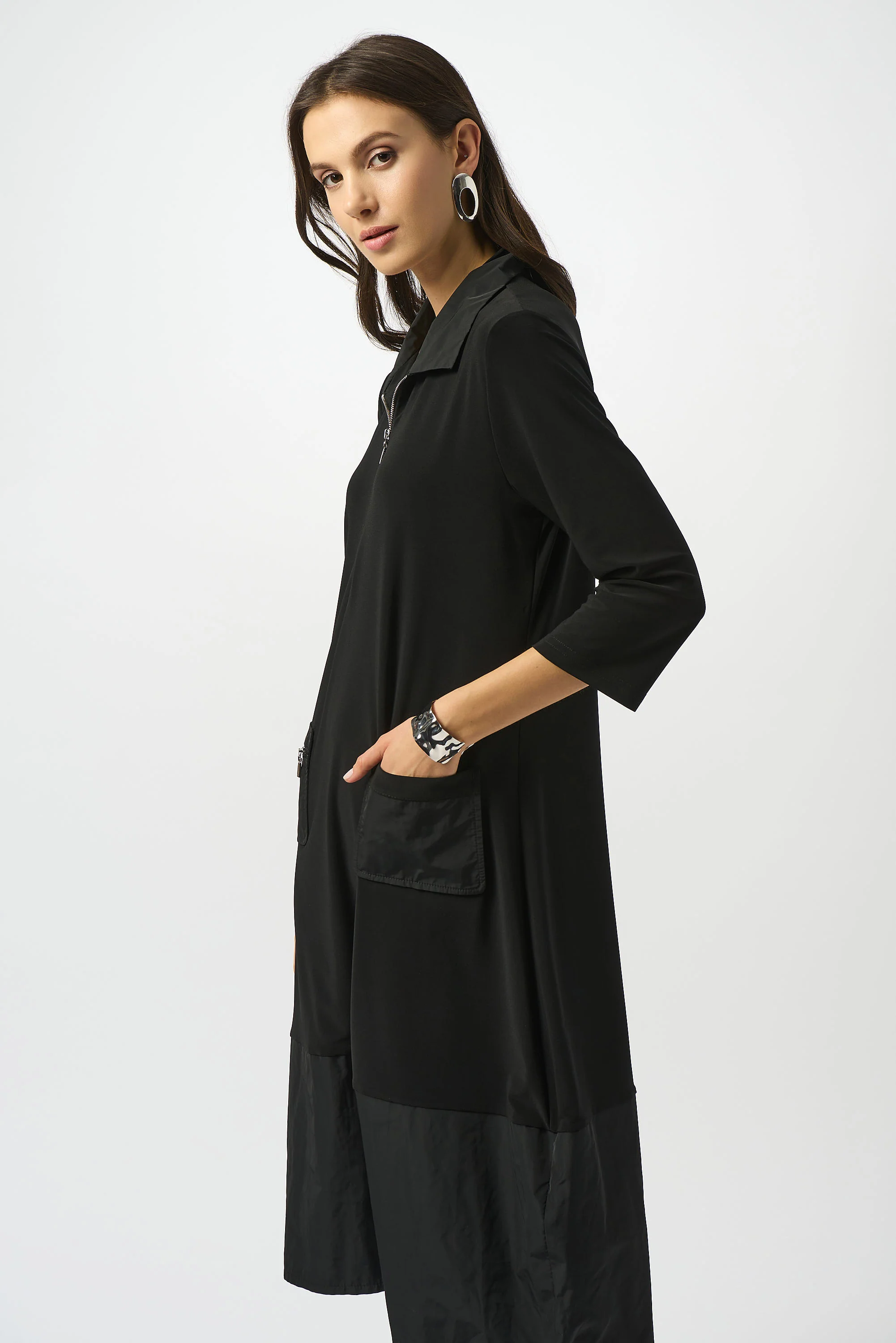 Joseph Ribkoff Black Silky Knit & Memory Cocoon Dress Style 253066 - Image 2