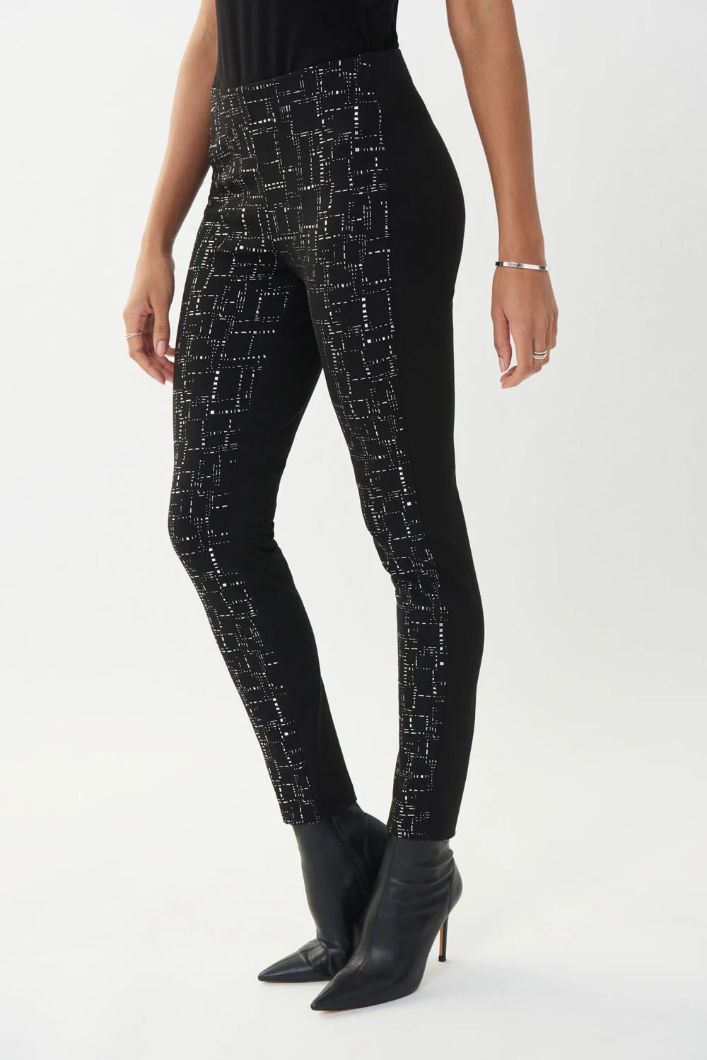 Joseph Ribkoff Black/Silver Abstract Print Pants Style 223248 - Image 2