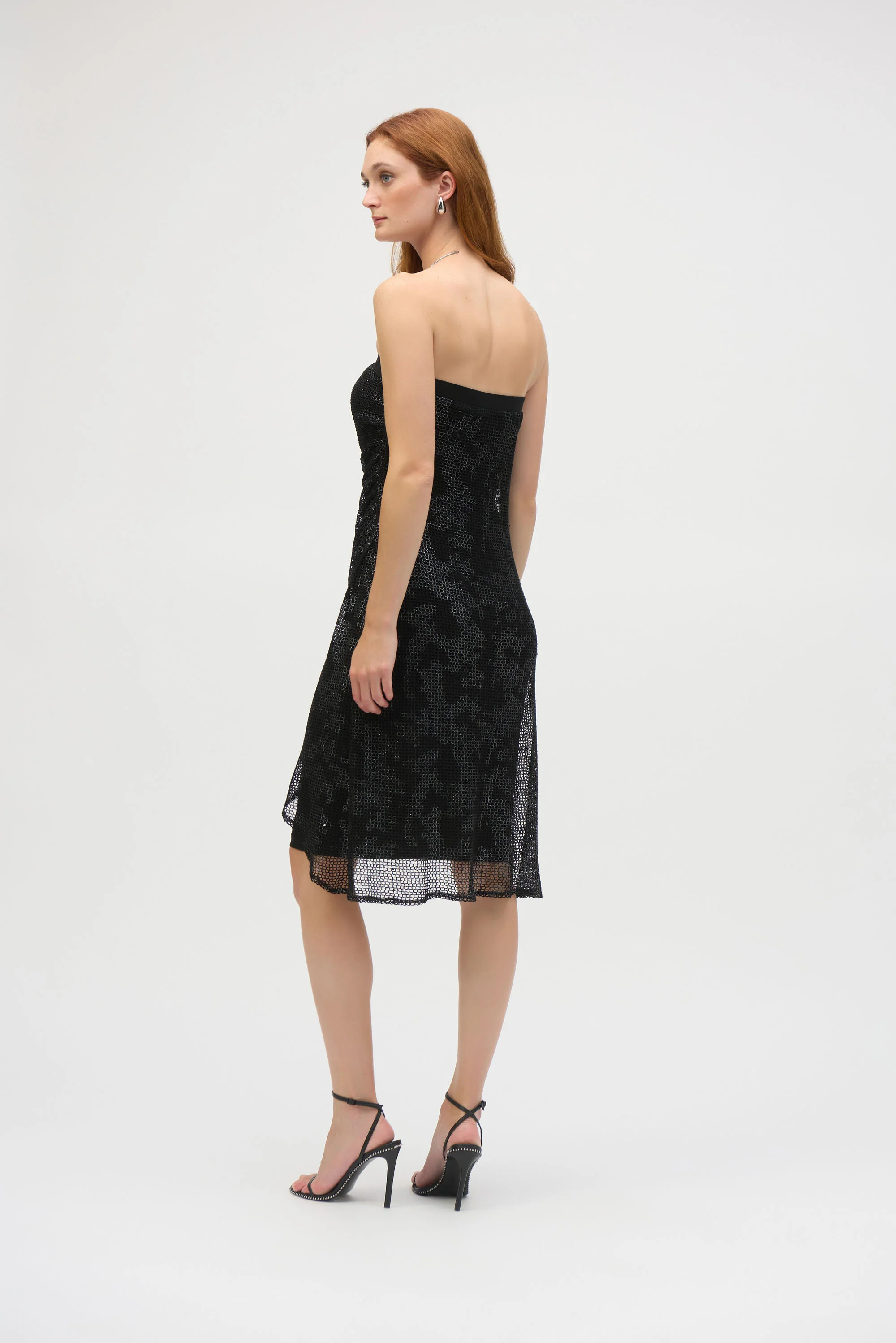 Joseph Ribkoff Black/Silver Strapless Sheath Dress Style 252198 - Image 3