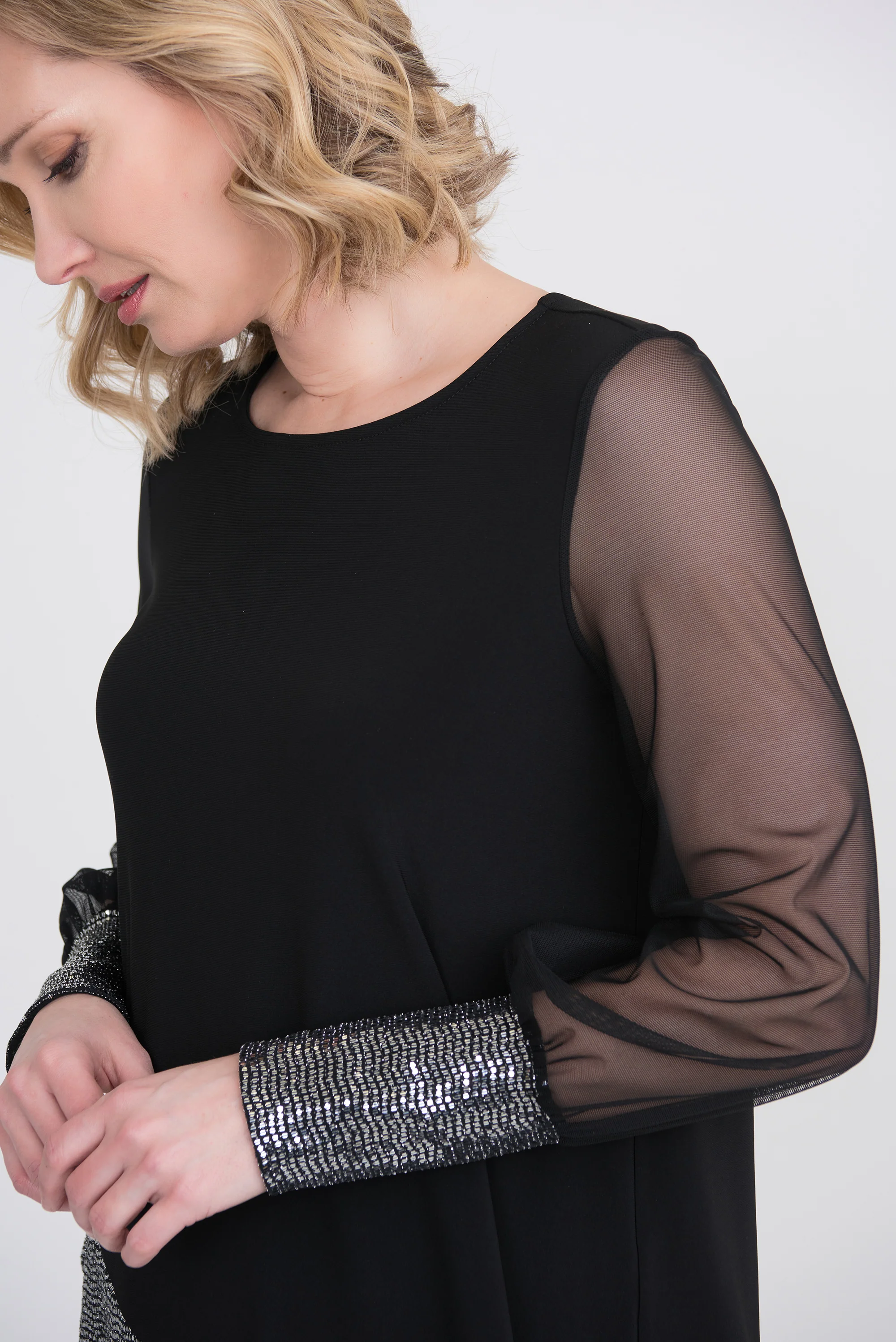 Joseph Ribkoff Black/Silver Tunic Style 204342 - Image 4