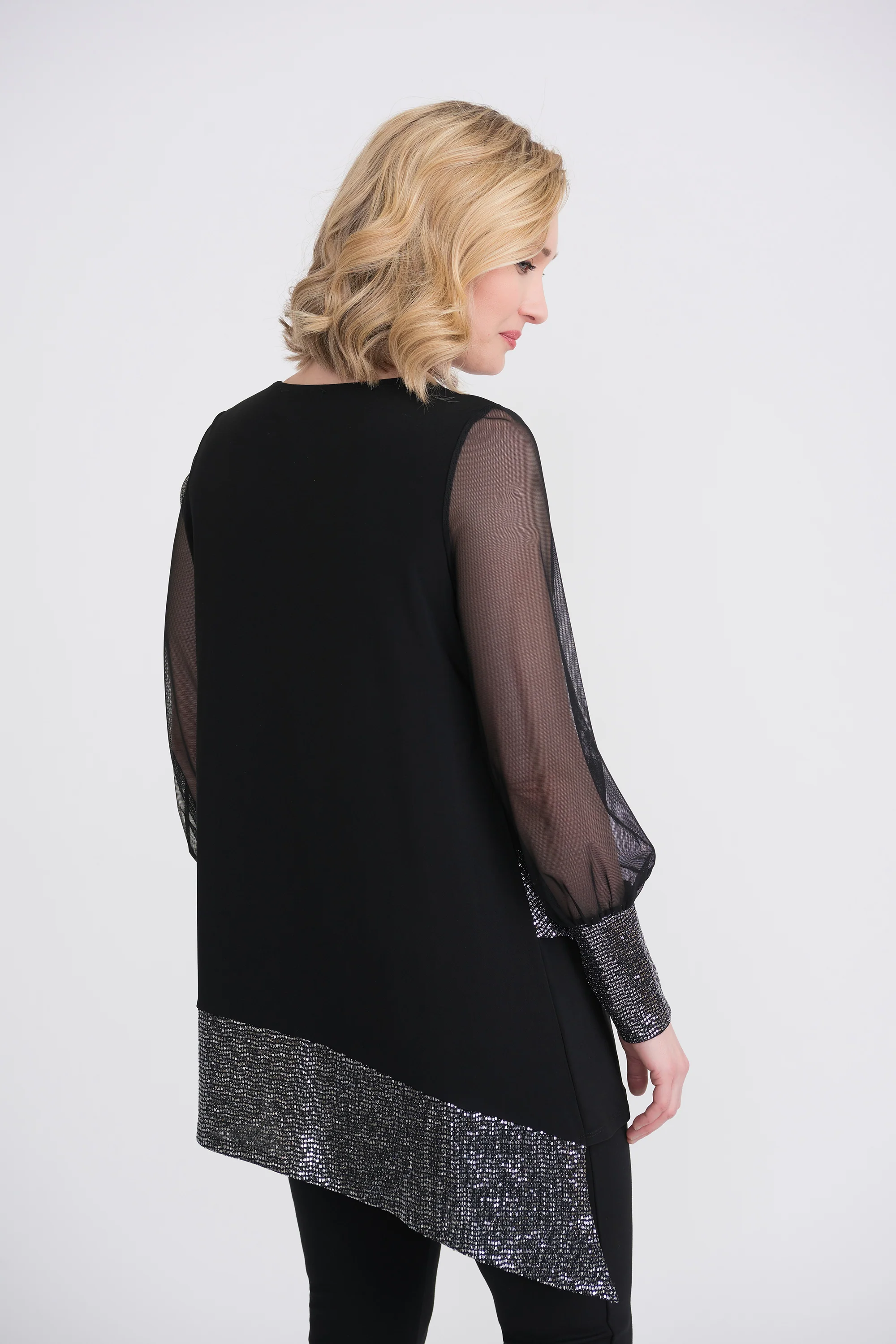 Joseph Ribkoff Black/Silver Tunic Style 204342 - Image 5