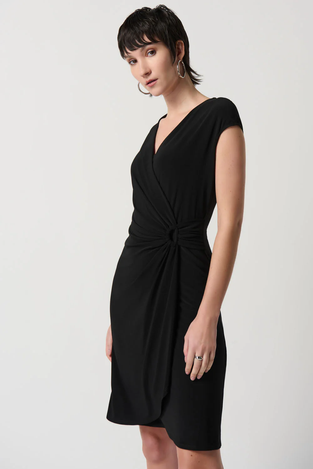 Joseph Ribkoff Black Sleeveless Wrap Dress Style 231138 - Image 2