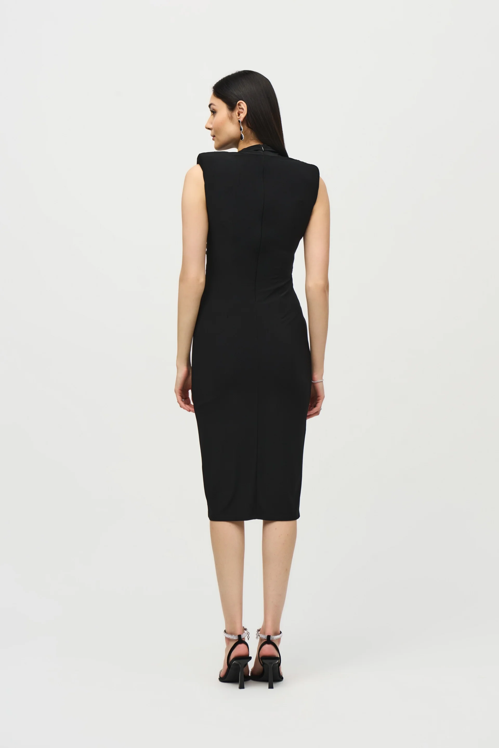 Joseph Ribkoff Black Sleeveless Wrap Dress Style 242711 - Image 4