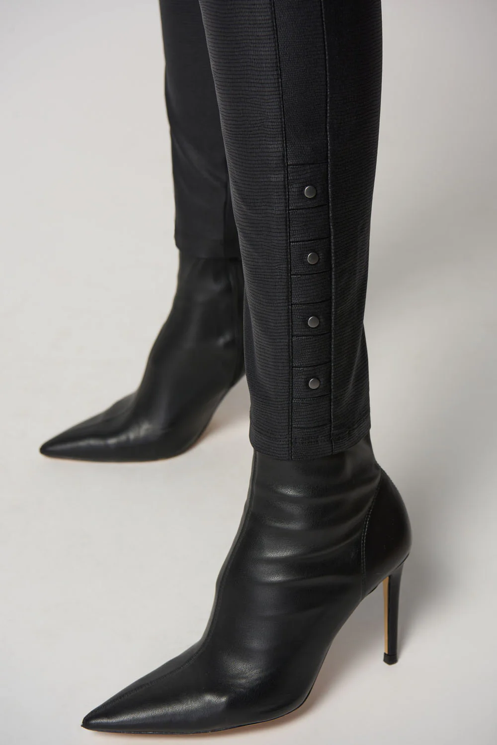 Joseph Ribkoff Black Slim Fit Pants with Rivet Detail Style 233067 - Image 3