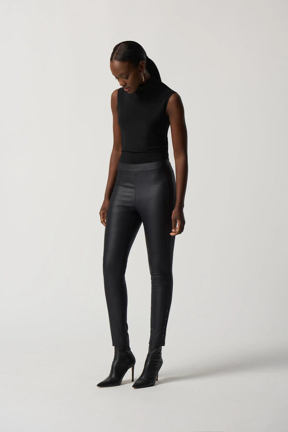 Joseph Ribkoff Black Slim Fit Pants with Rivet Detail Style 233067 - Image 4