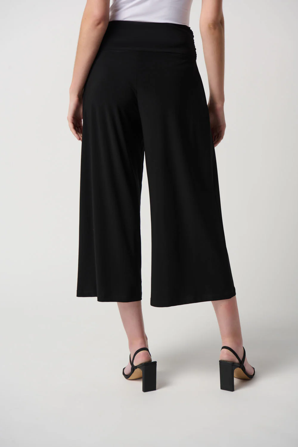Joseph Ribkoff Black Solid Silky Knit Culotte Pants Style 231251 - Image 3