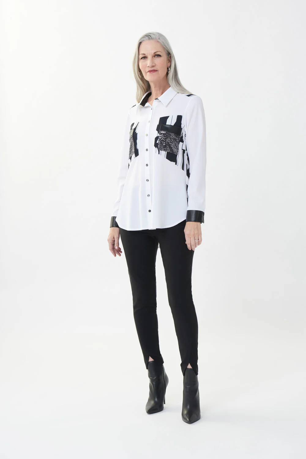 Joseph Ribkoff Black Split Hem Pants Style 223103