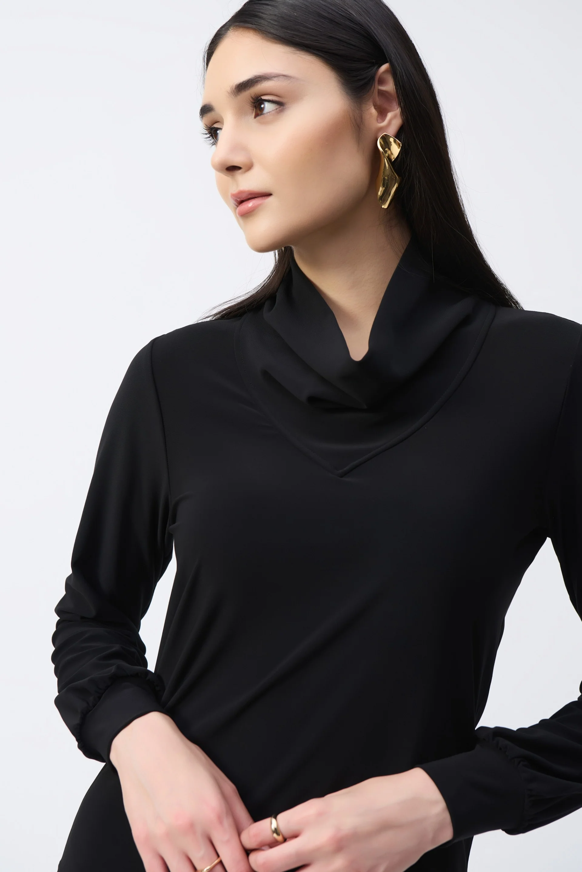 Joseph Ribkoff Black Straight Cowl Collar Top Style 243063 - Image 3