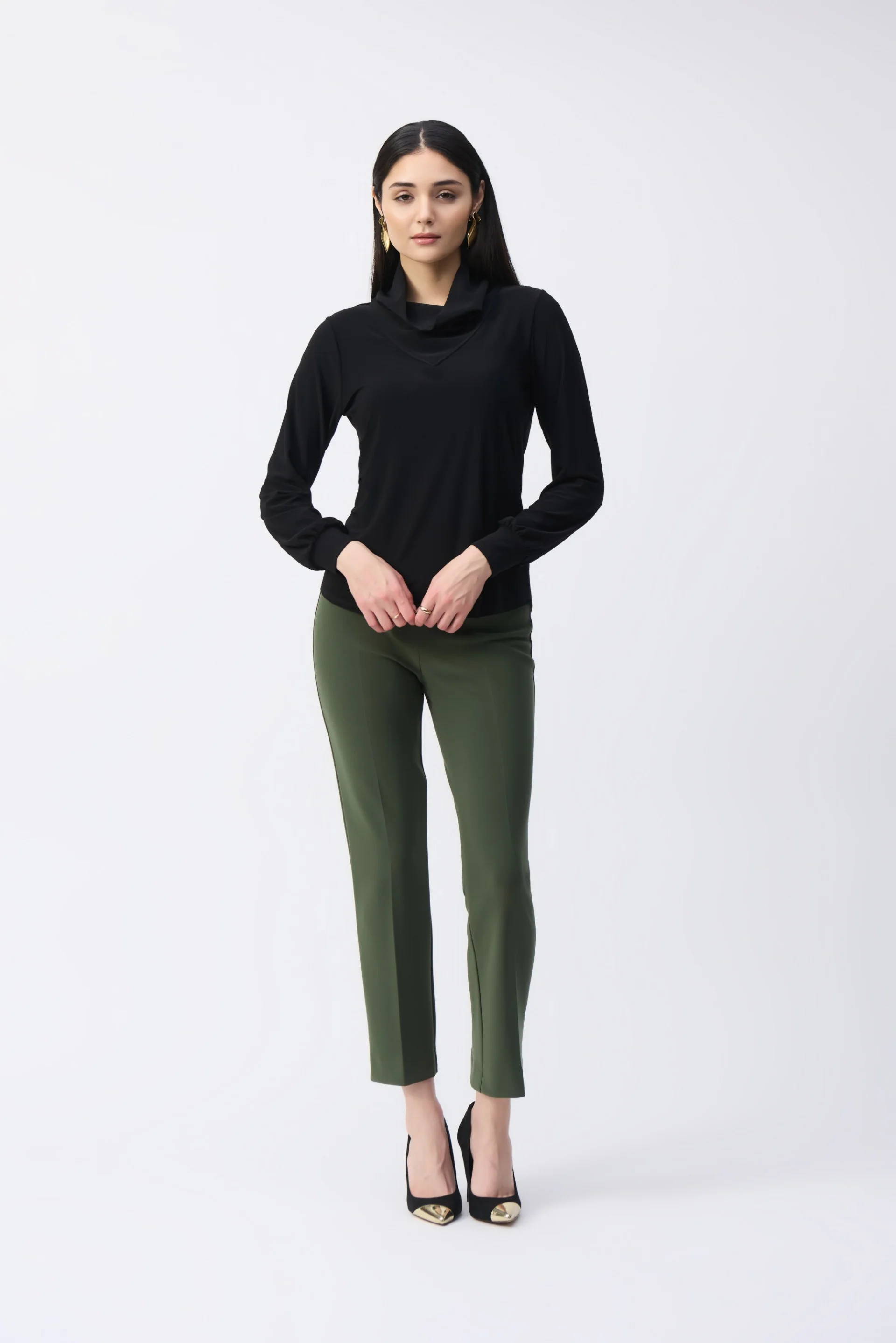 Joseph Ribkoff Black Straight Cowl Collar Top Style 243063 - Image 4