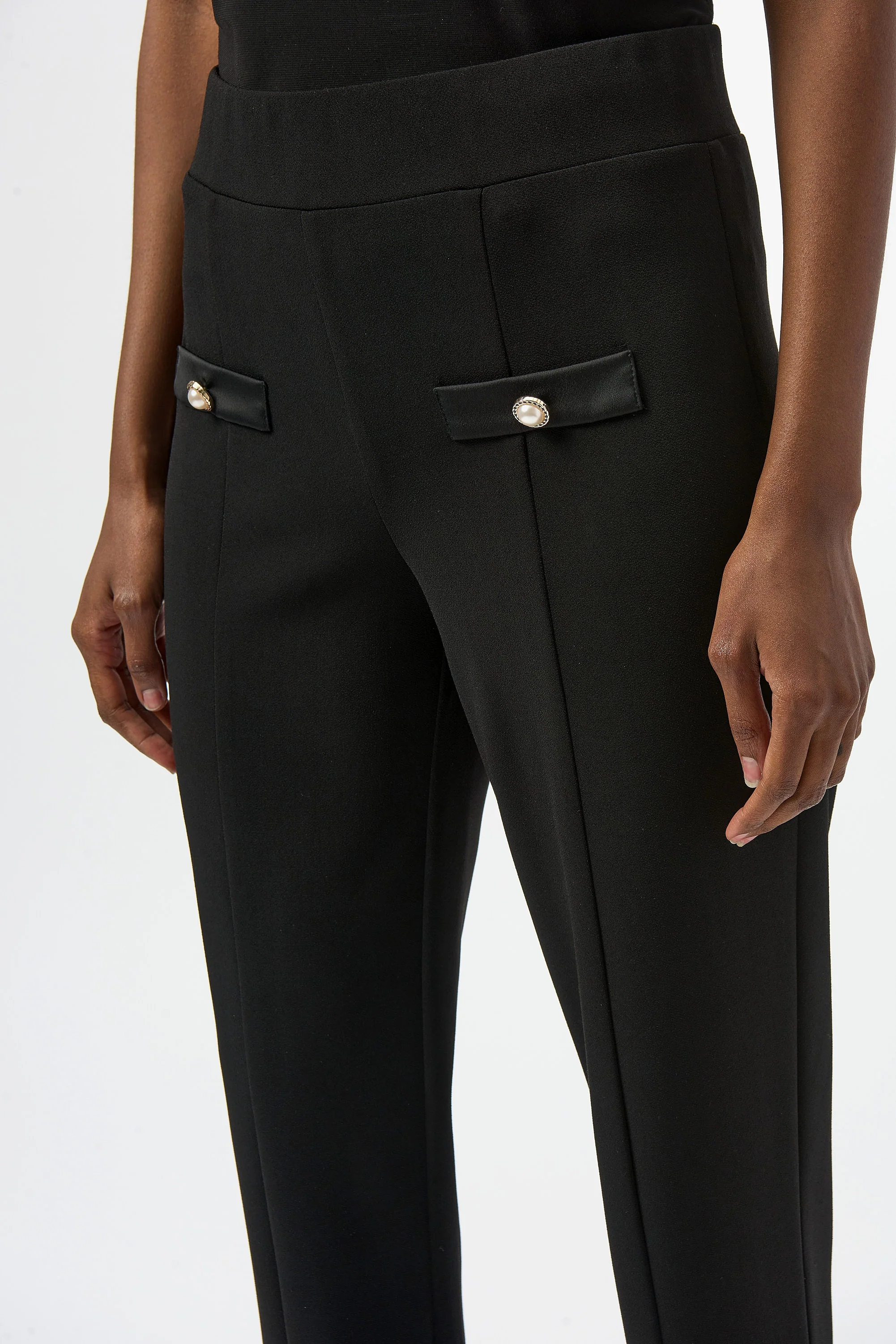 Joseph Ribkoff Black Straight Pull-On Pants Style 254185 - Image 3