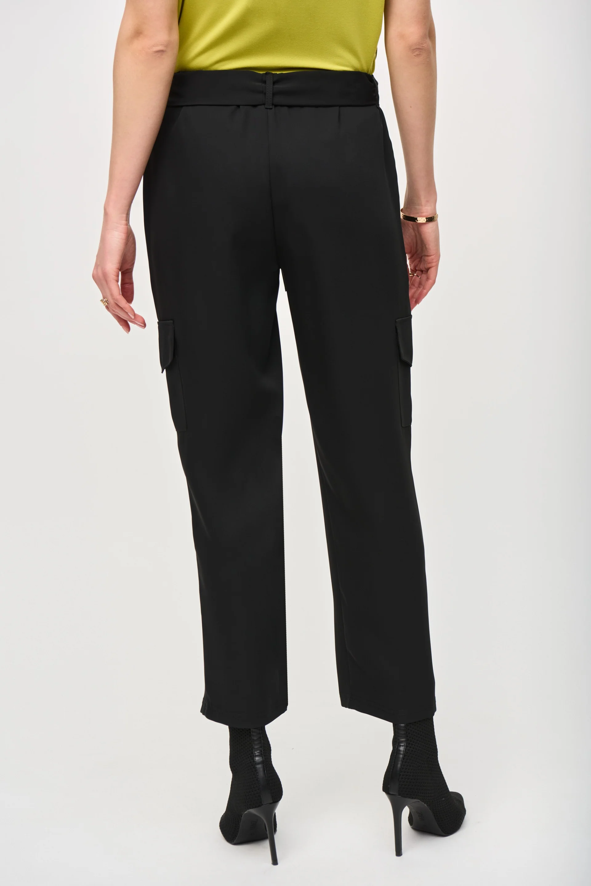 Joseph Ribkoff Black Stretch Pull-On Cargo Pants Style 243077 - Image 3