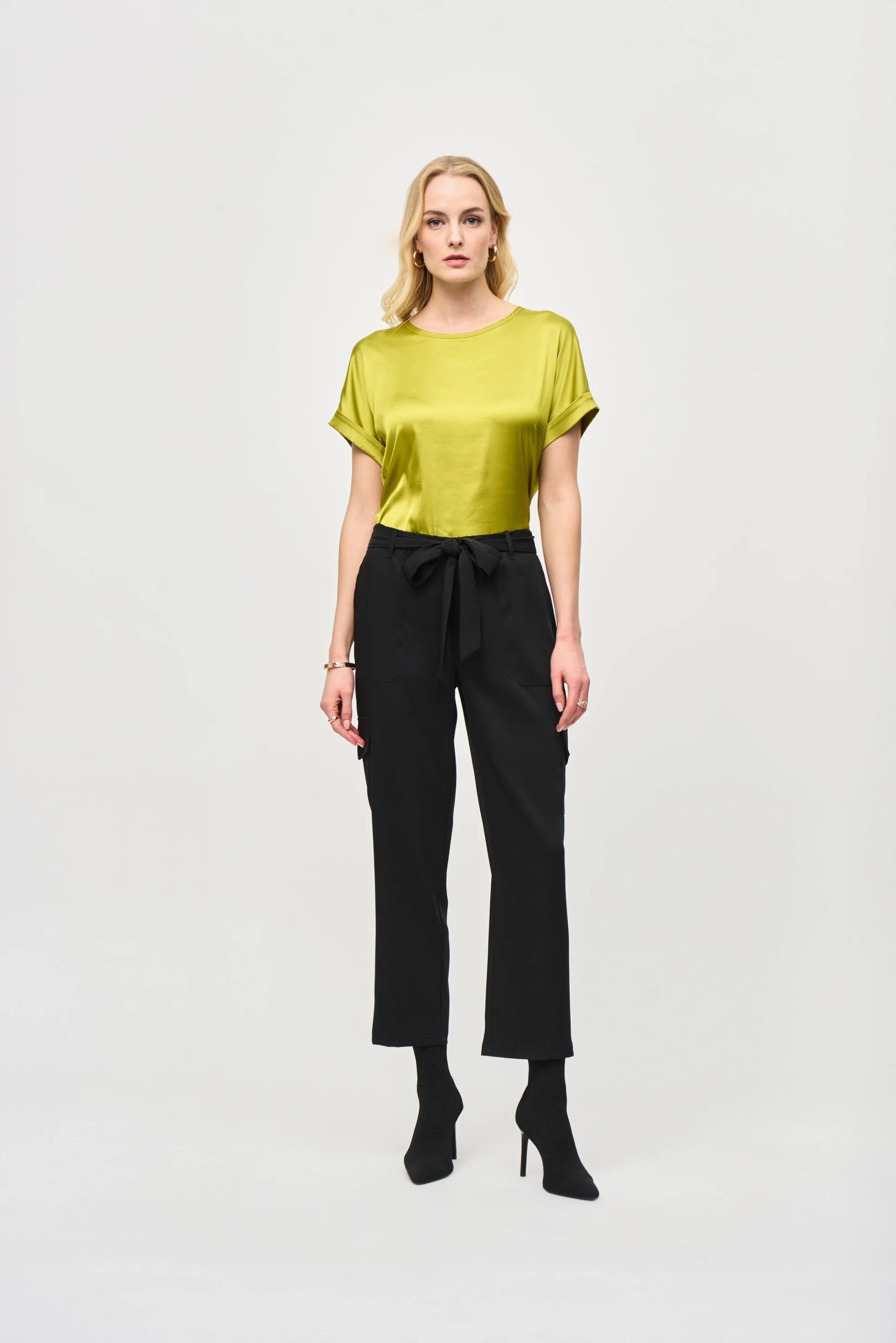 Joseph Ribkoff Black Stretch Pull-On Cargo Pants Style 243077 - Image 4