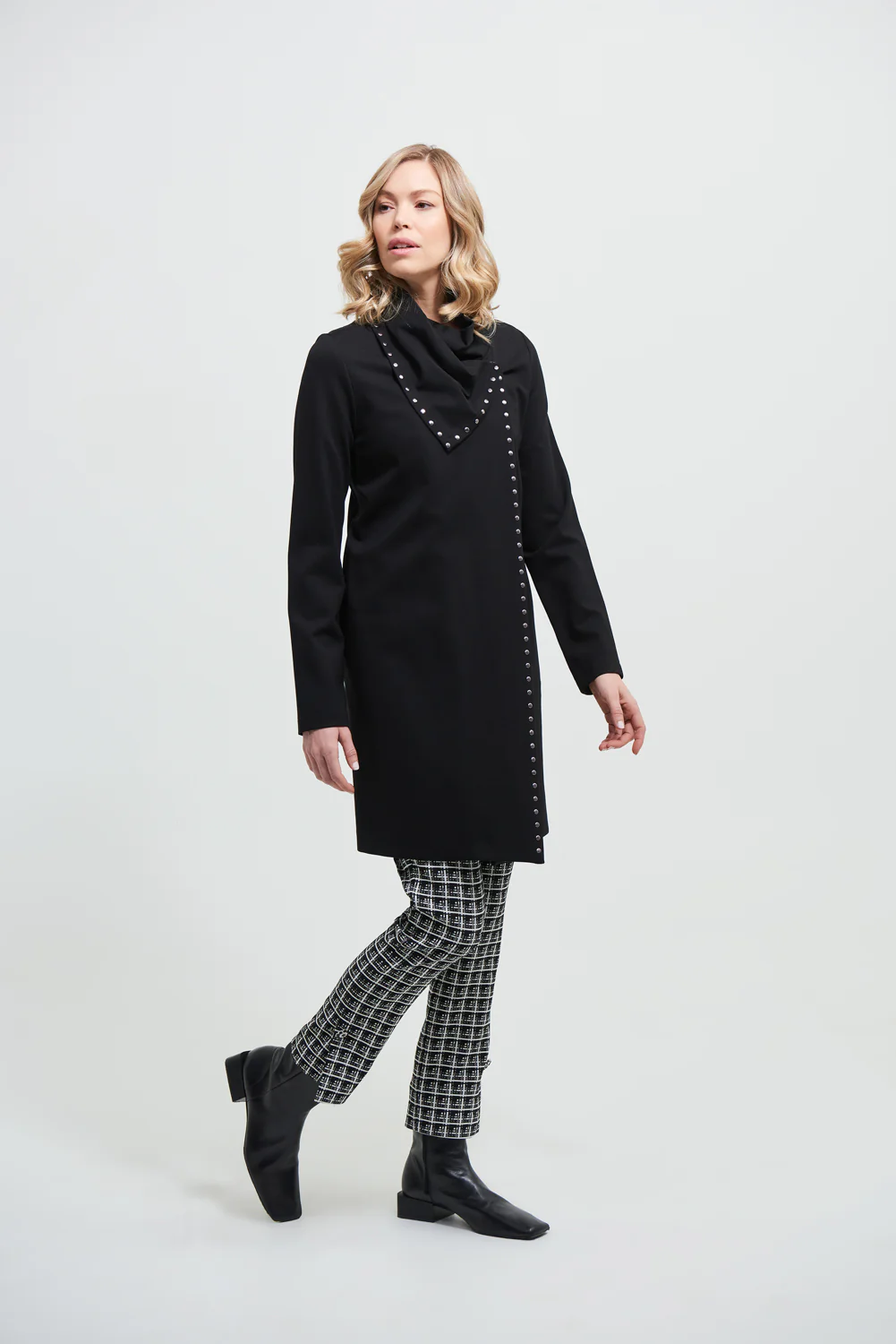 Joseph Ribkoff Black Studded Cocoon Jacket Style 213054 - Image 2