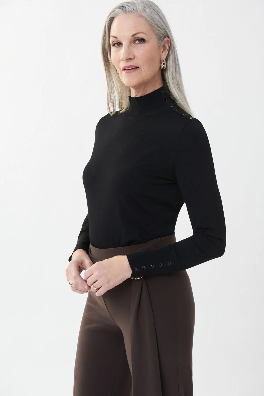 Joseph Ribkoff Black Studded Sweater Style 223954