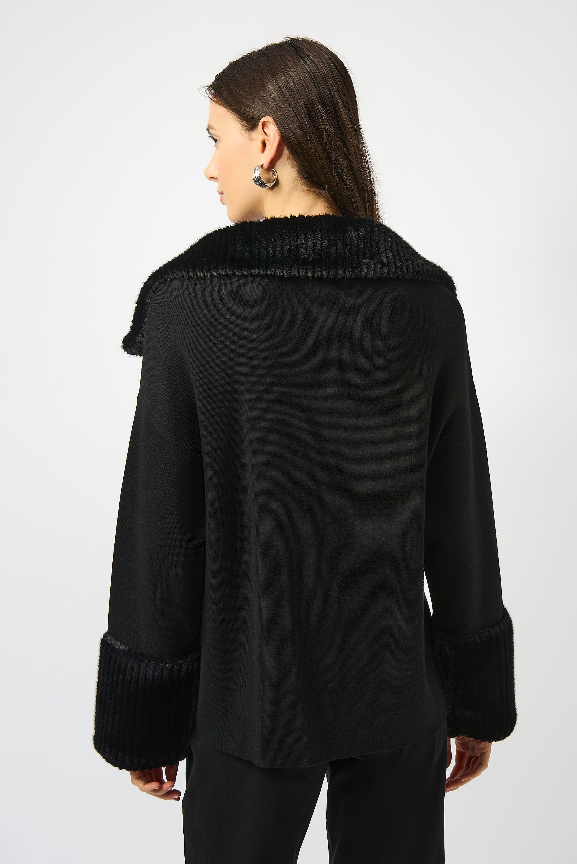 Joseph Ribkoff Sweater Knit Coat With Fur Trim Style 253905 - Image 8