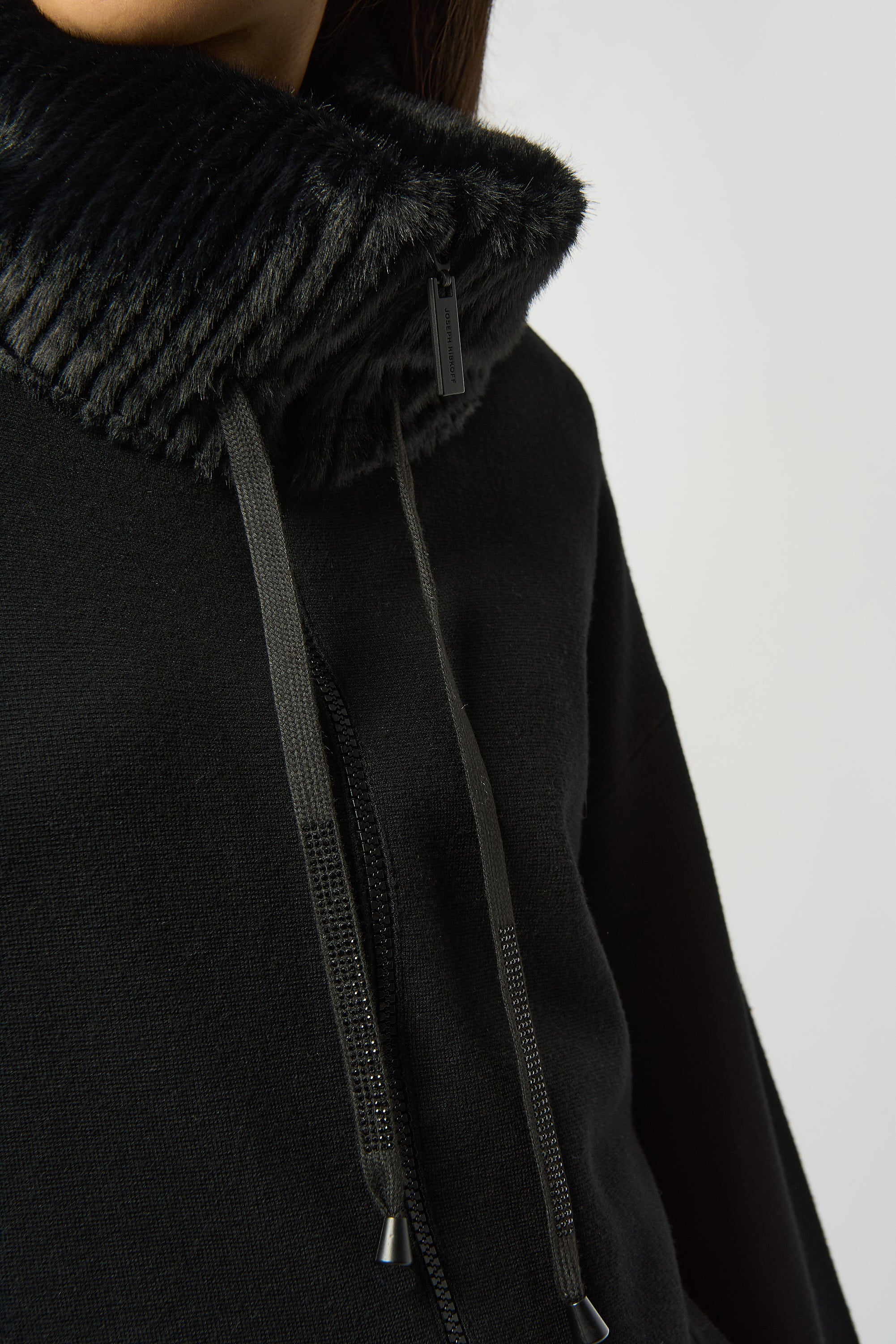 Joseph Ribkoff Sweater Knit Coat With Fur Trim Style 253905 - Image 9