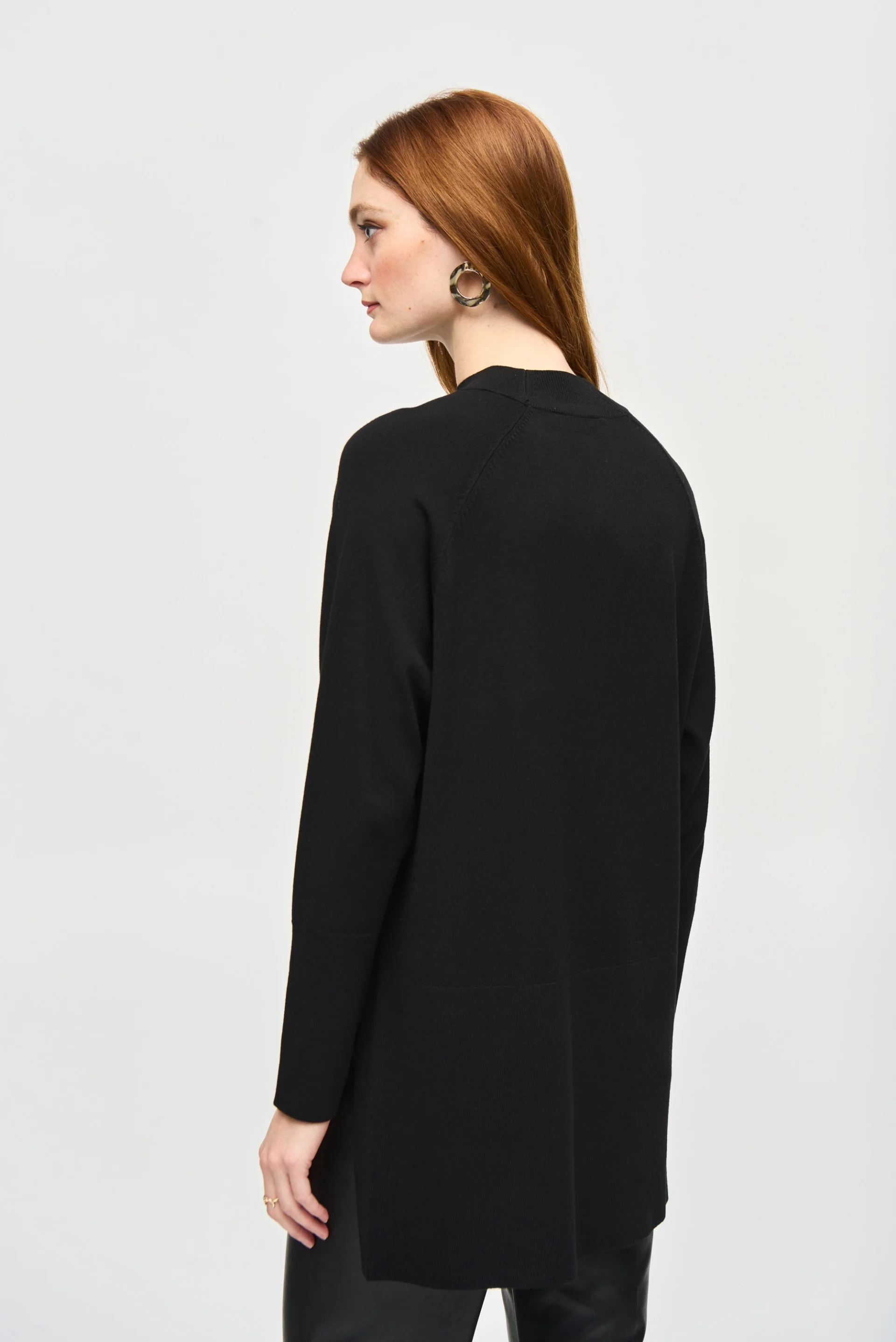 Joseph Ribkoff Black Sweater Knit Mock Neck Tunic Style 243956 - Image 2
