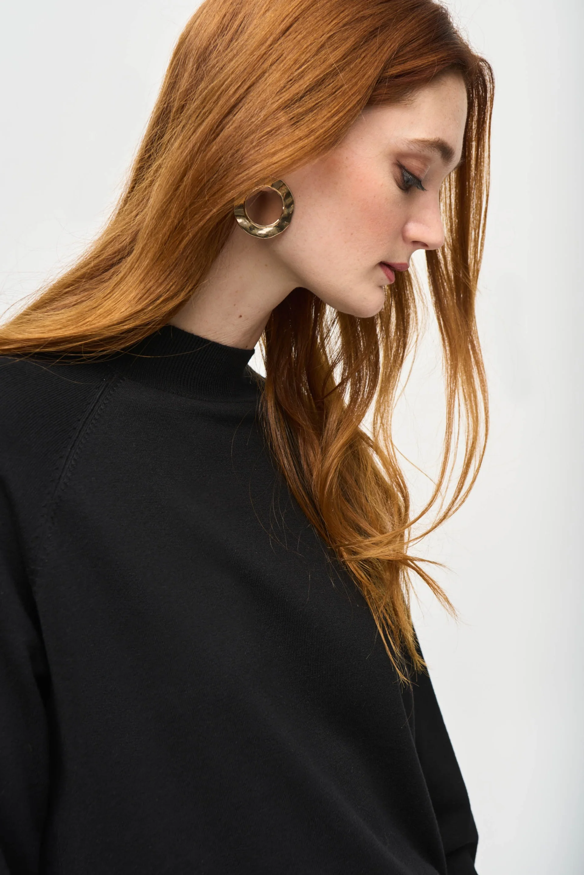 Joseph Ribkoff Black Sweater Knit Mock Neck Tunic Style 243956 - Image 3