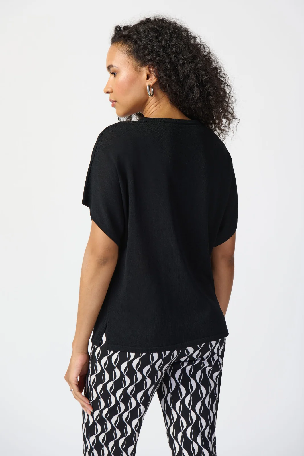 Joseph Ribkoff Black Sweater With Cutout Neckline Style 241915 - Image 2