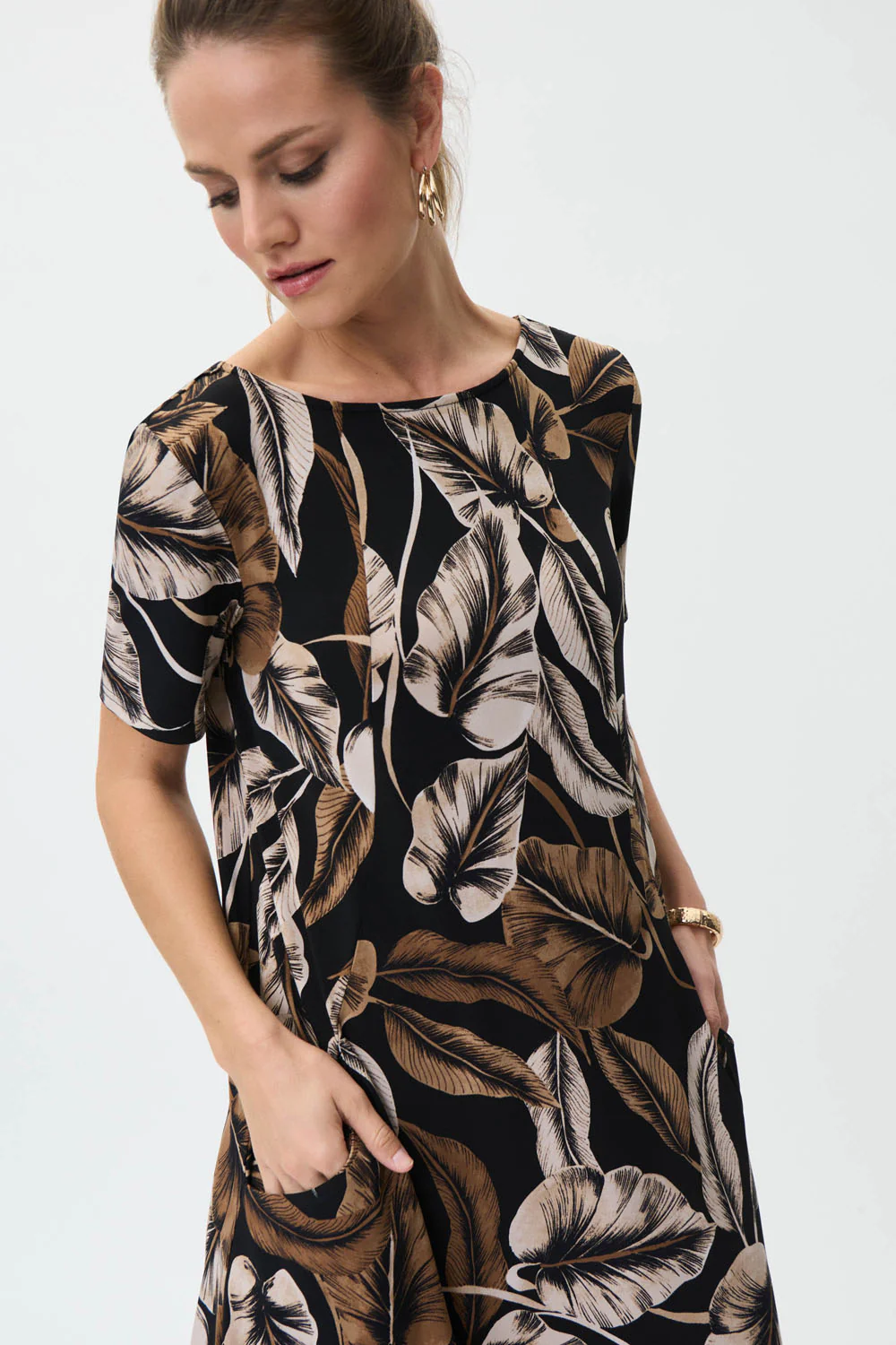 Joseph Ribkoff Black/Taupe Dress Style 231162 - Image 2