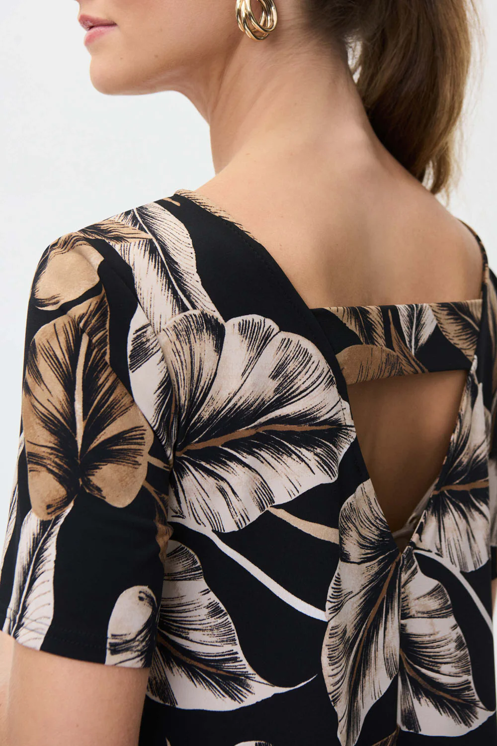 Joseph Ribkoff Black/Taupe Dress Style 231162 - Image 3