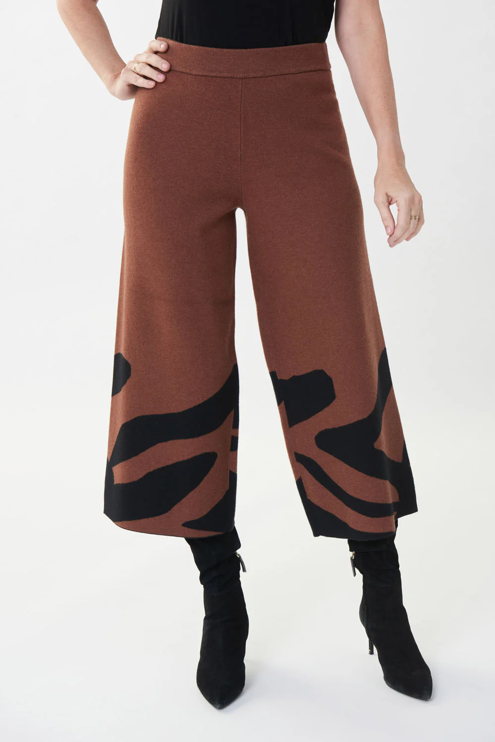 Joseph Ribkoff Black/Toffee Animal Jacquard Pant Style 223949 - Image 2