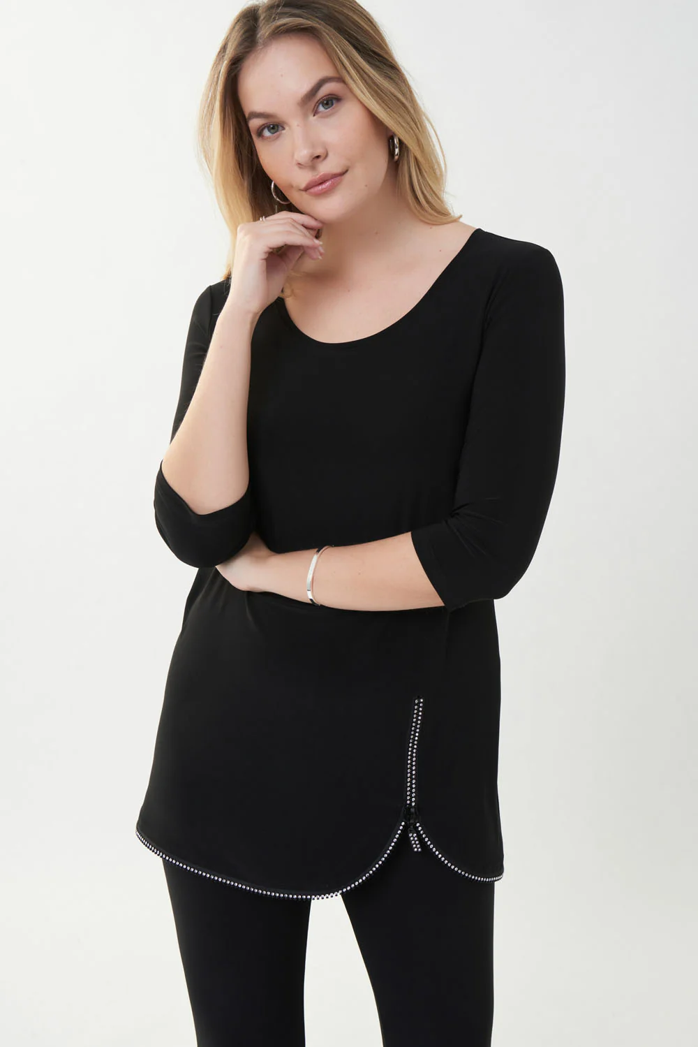 Joseph Ribkoff Black Studded Trim Tunic Style 223115