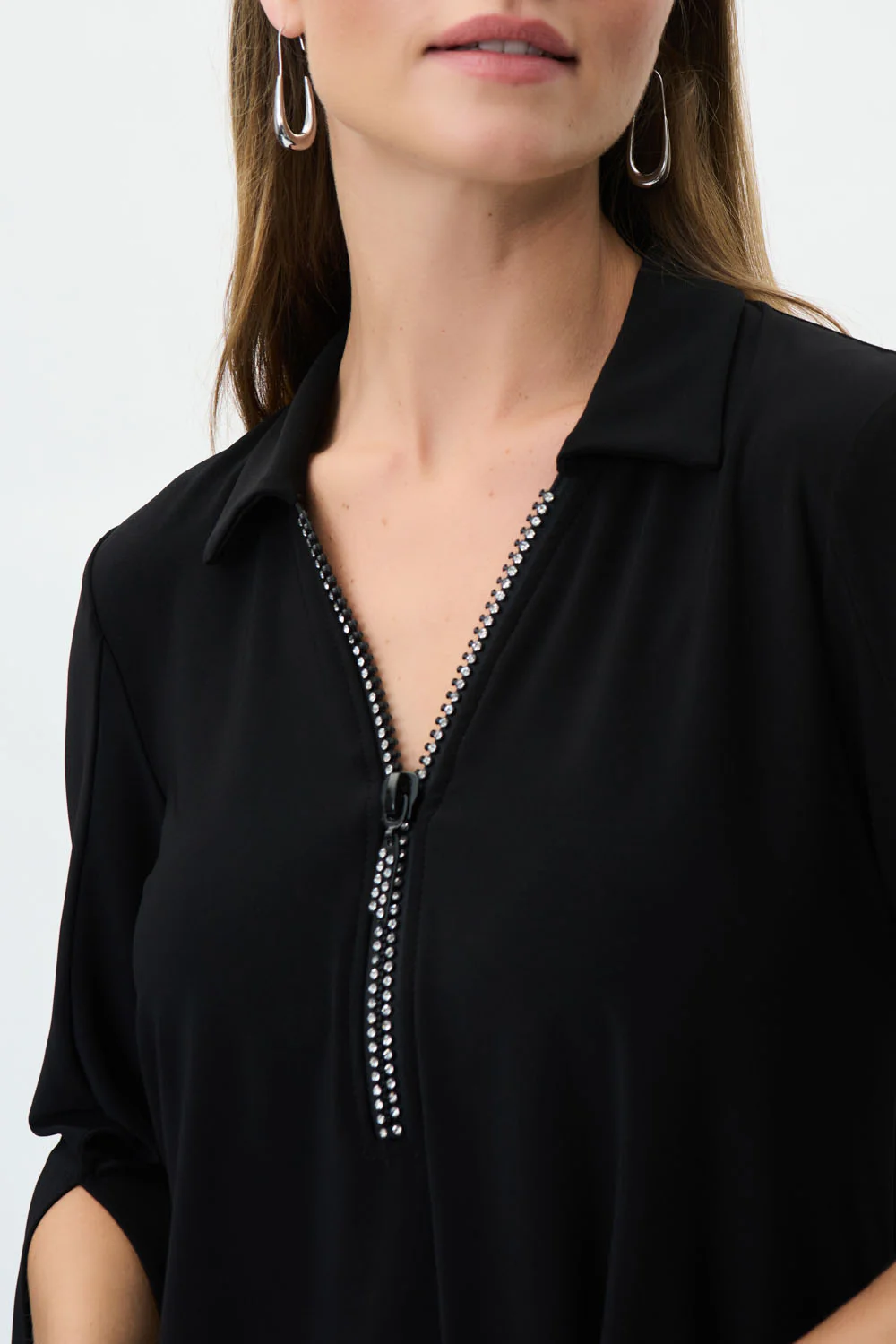 Joseph Ribkoff Black Rhinestone Trim Tunic Style 223120 - Image 2
