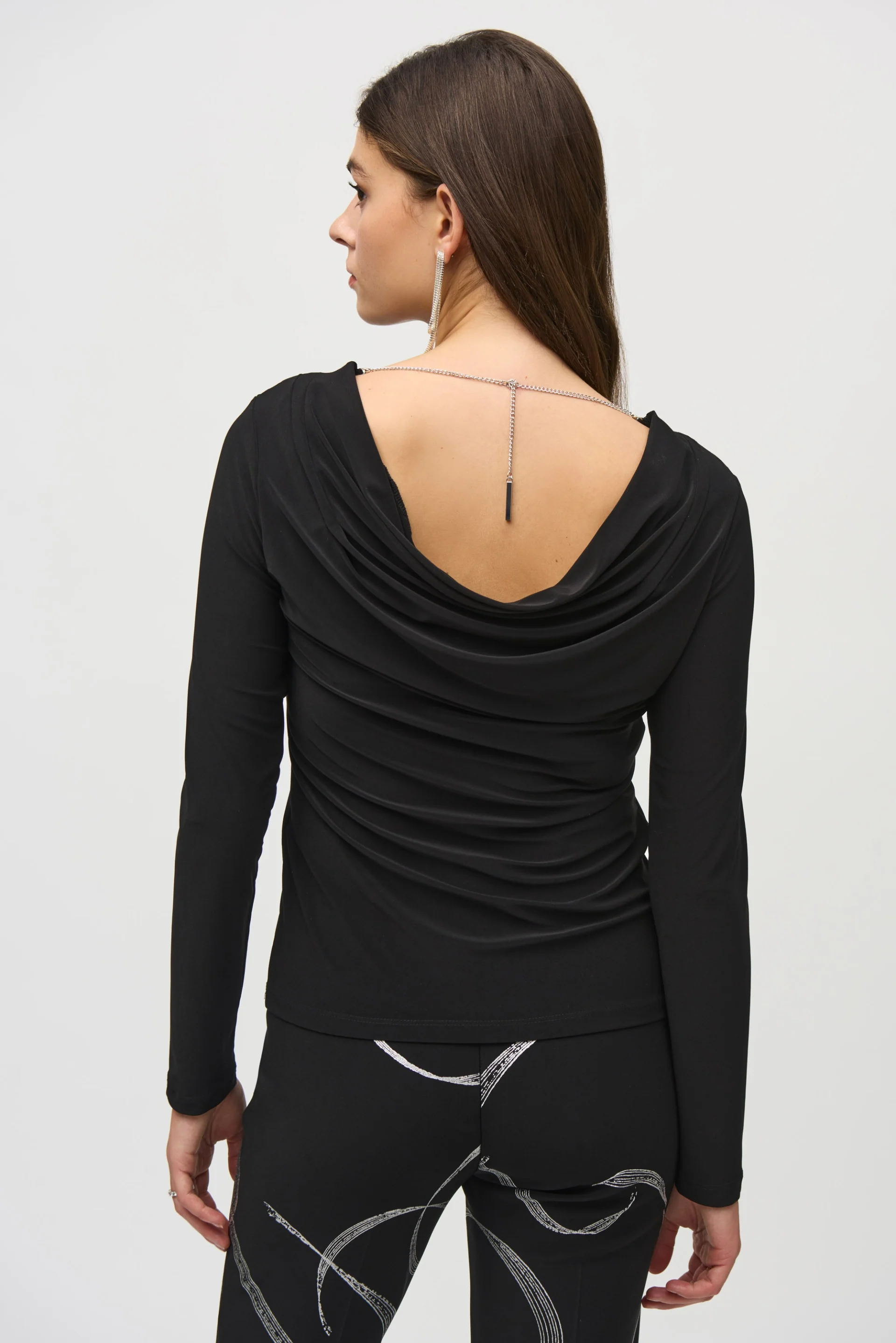 Joseph Ribkoff Black Top With Back Chain Detail Style 244113 - Image 2