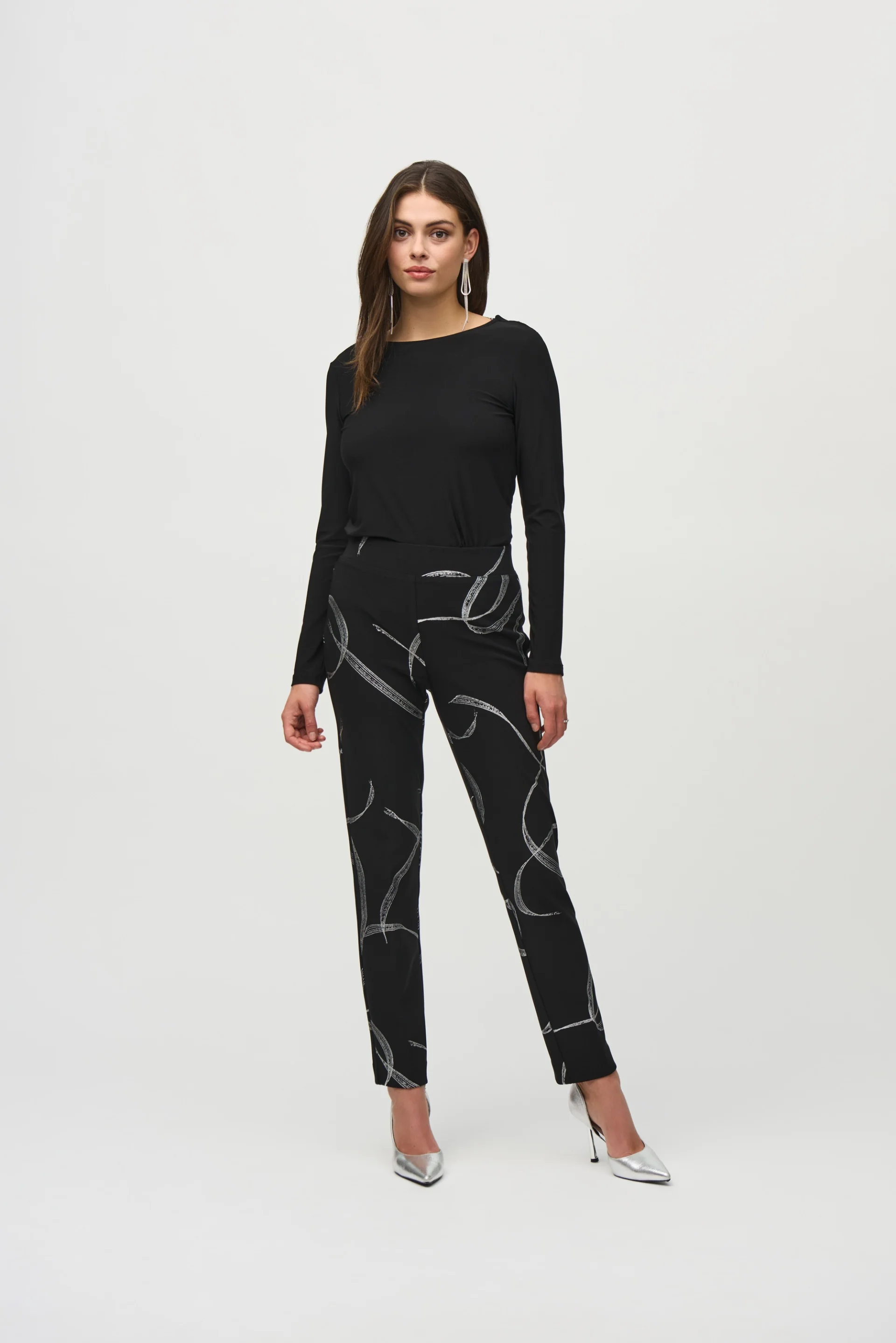 Joseph Ribkoff Black Top With Back Chain Detail Style 244113 - Image 3