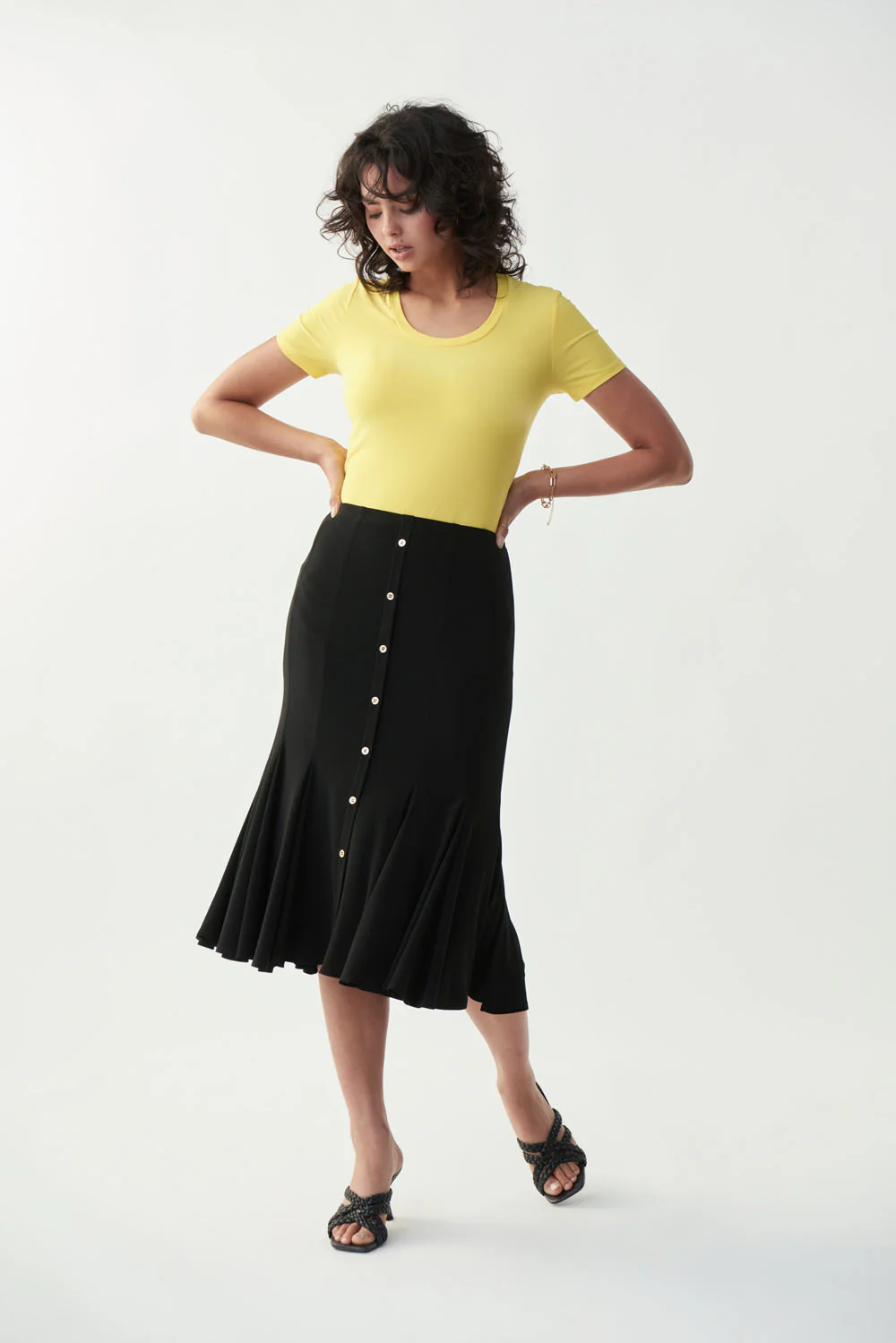 Joseph Ribkoff Black Trumpet Hem Skirt Style 221018