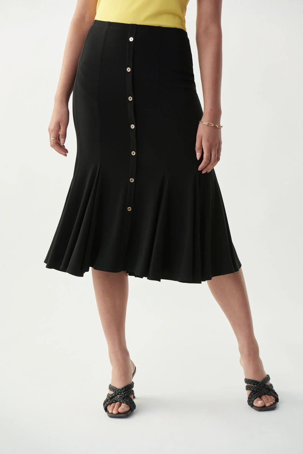 Joseph Ribkoff Black Trumpet Hem Skirt Style 221018 - Image 2