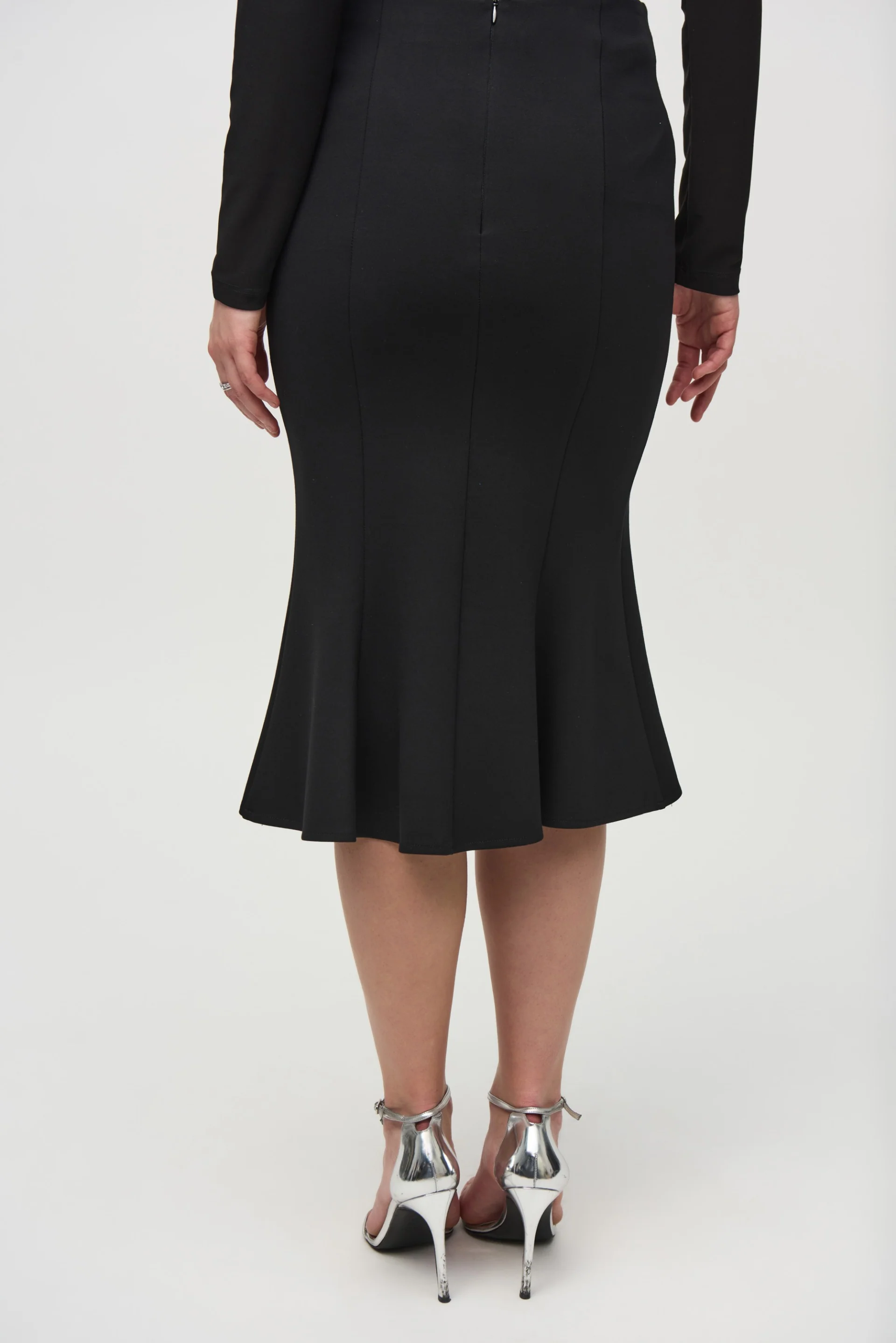 Joseph Ribkoff Black Trumpet Skirt with Rhinestones Detail Style 244136 - Image 2