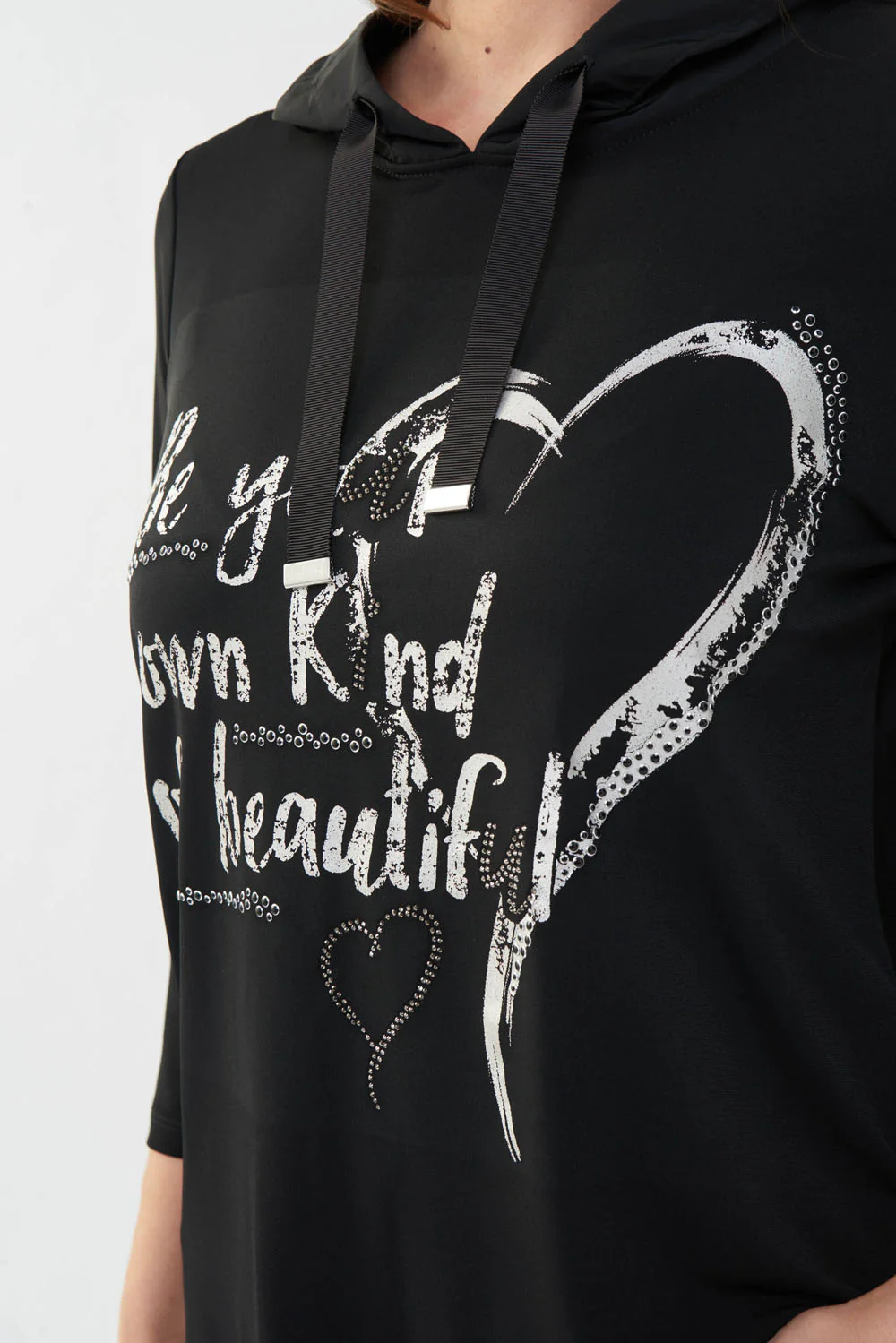 Joseph Ribkoff Black Tunic with Hoodie Style 223193 - Image 3